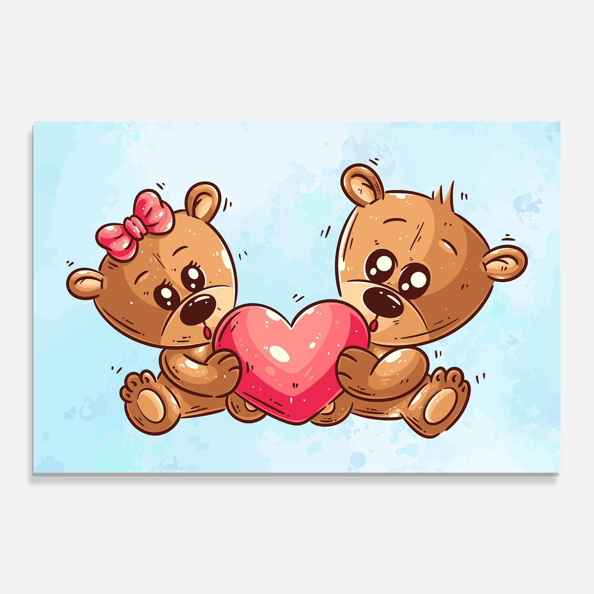 Glasbild Bear Holding Heart mockup 0