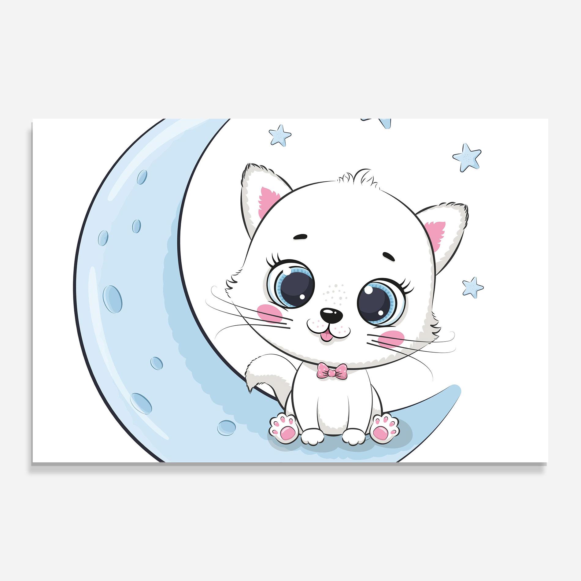 Glasbild Blue Moon Cat mockup 0