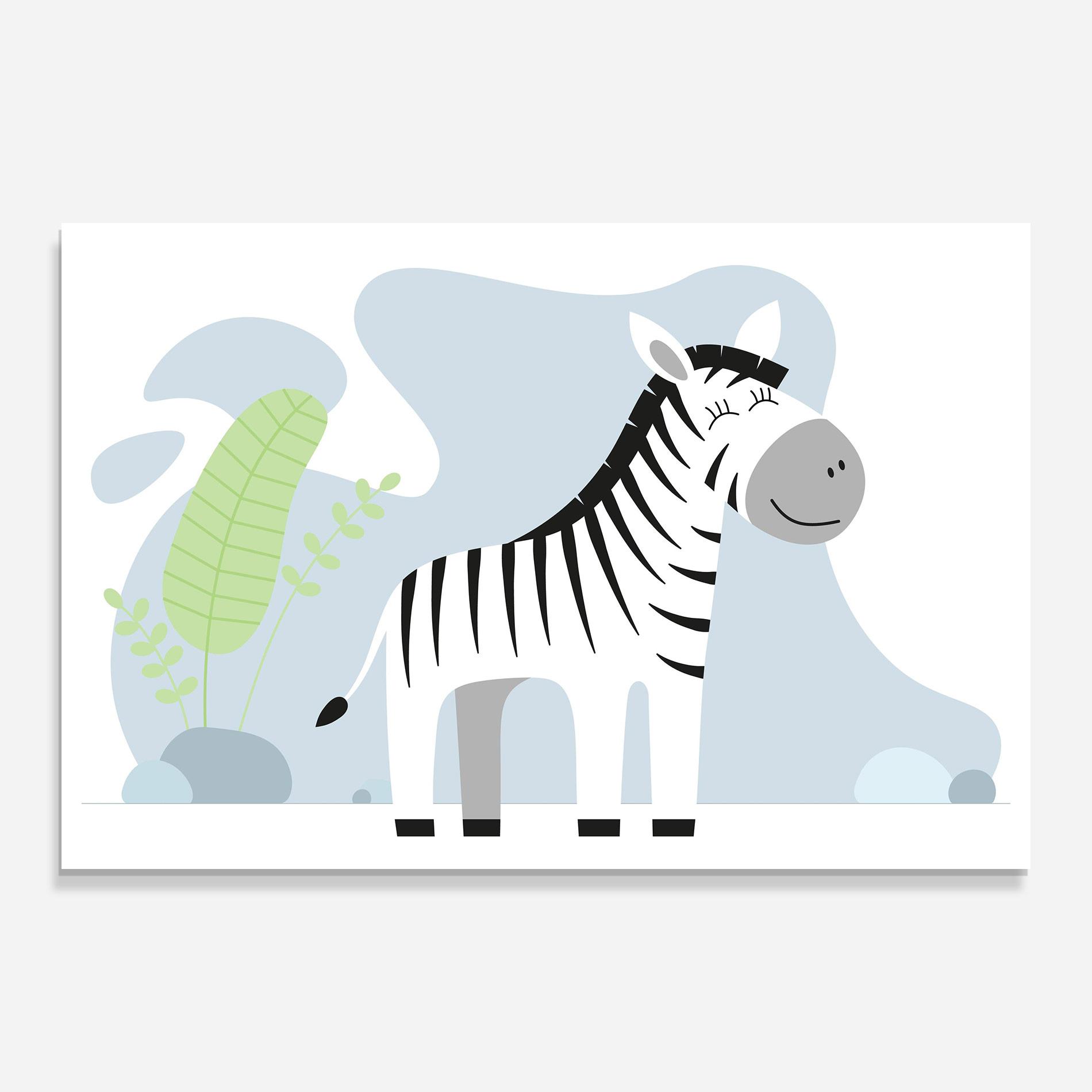 Glasbild Cute Zebra Leaf mockup 0