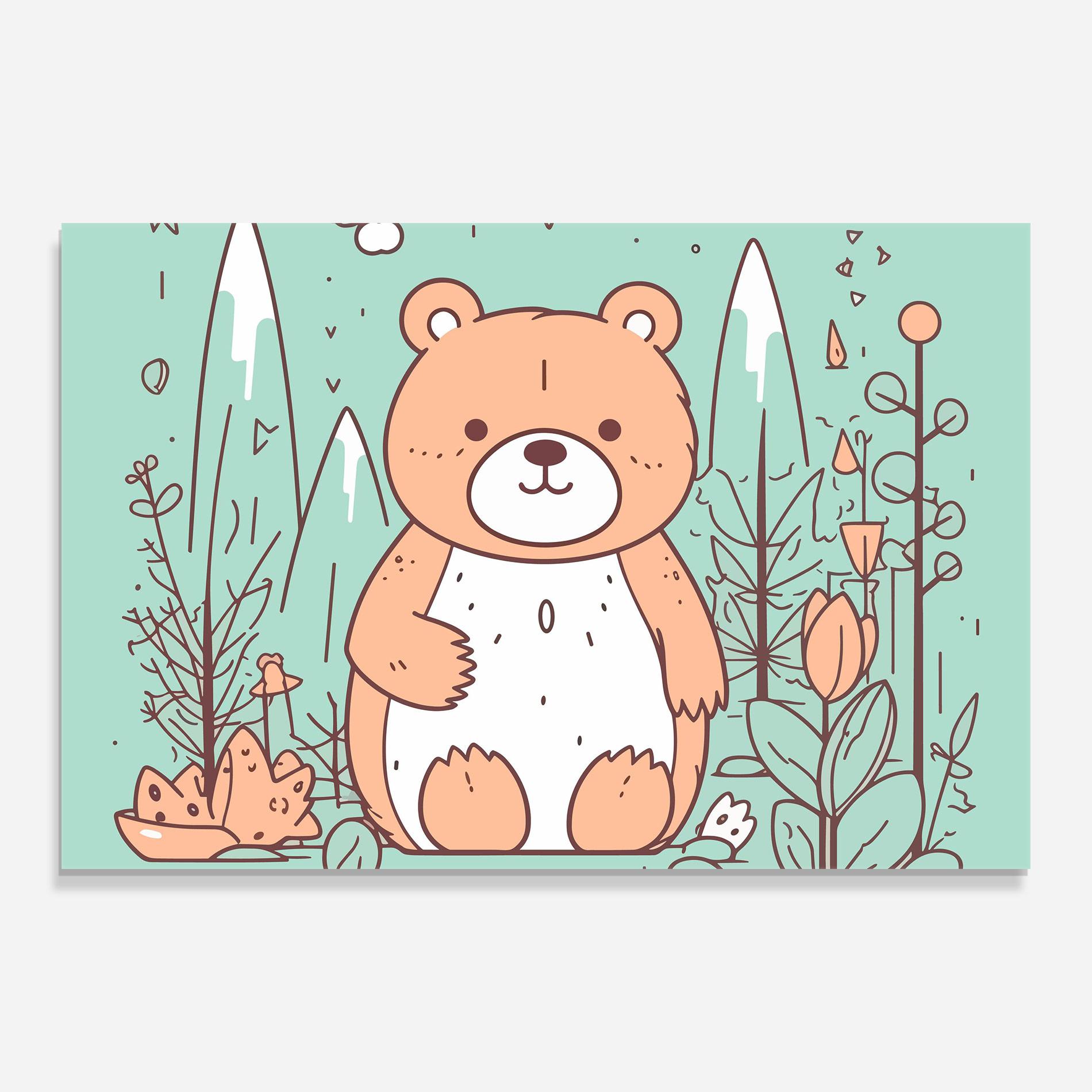 Glasbild Forest Cute Bear mockup 0