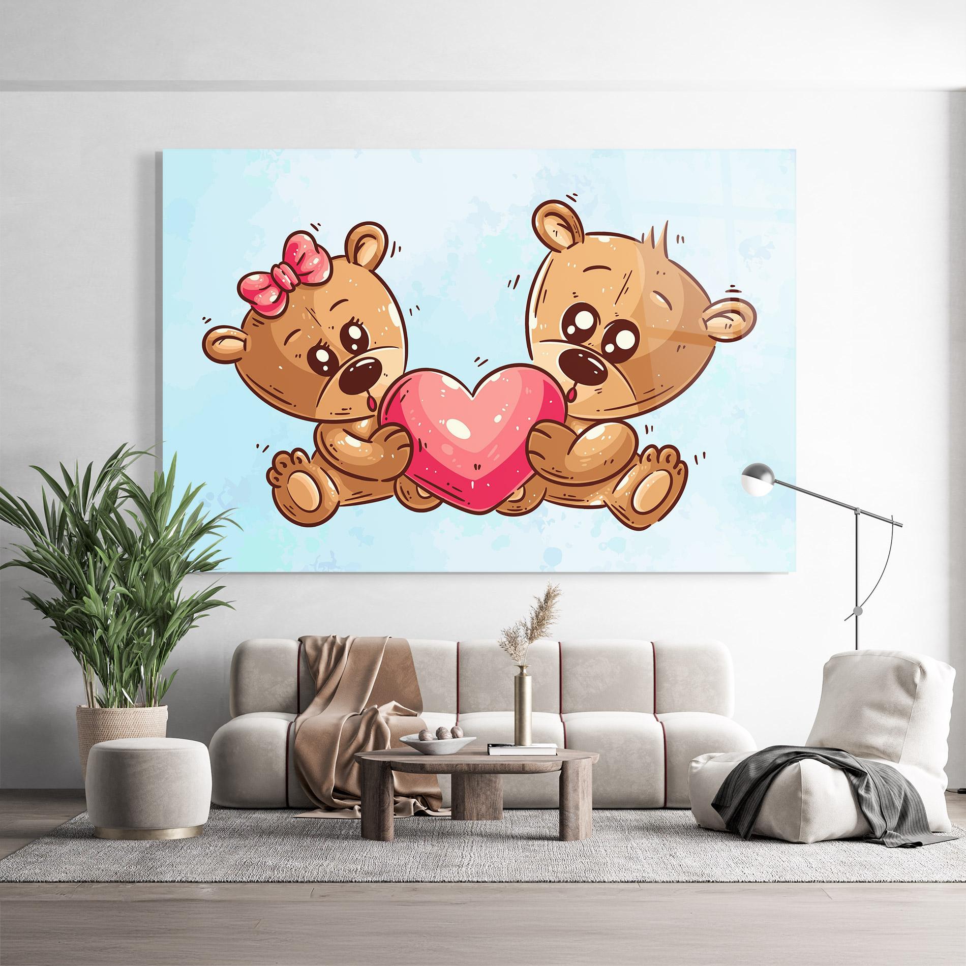 Glasbild Bear Holding Heart mockup 9