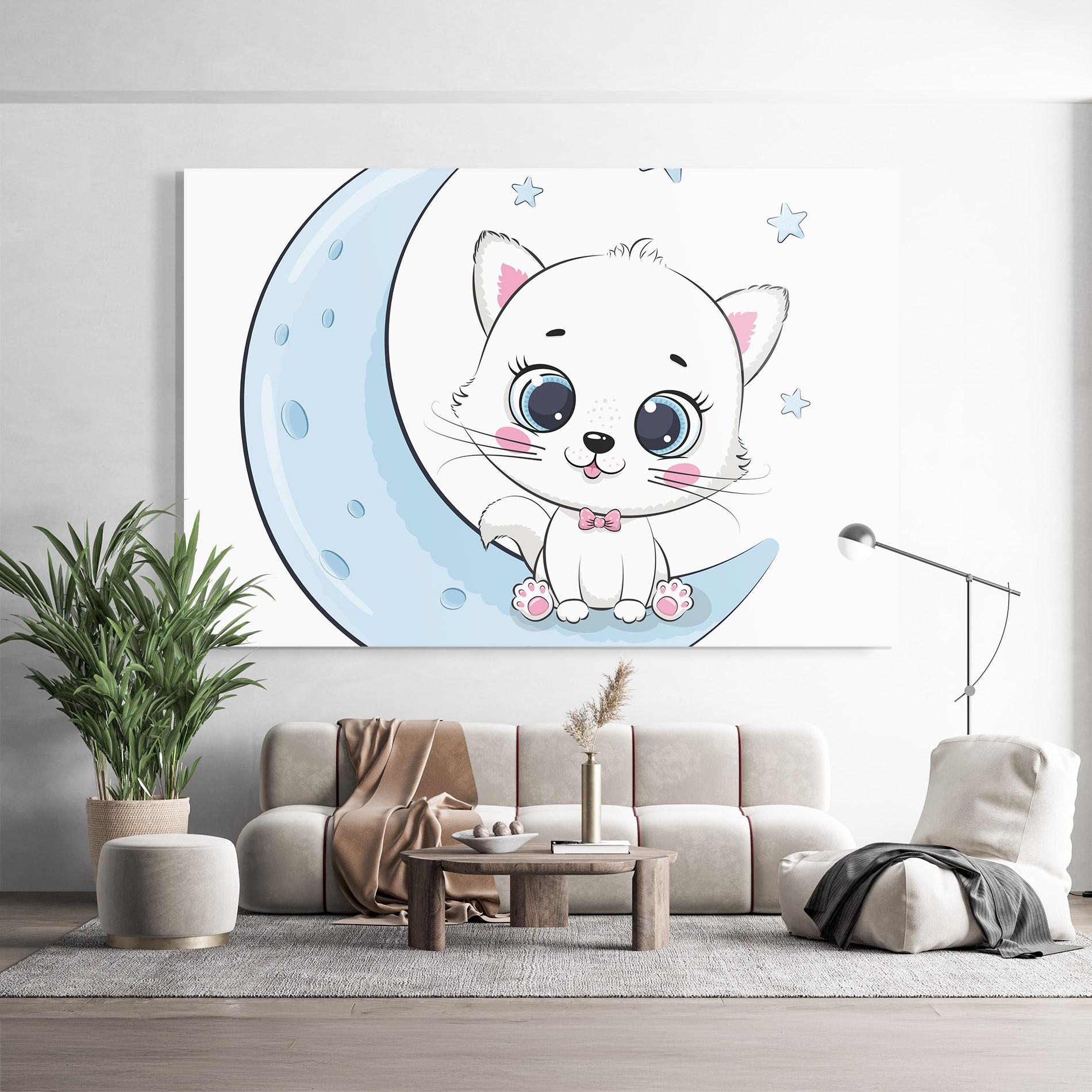 Glasbild Blue Moon Cat mockup 9