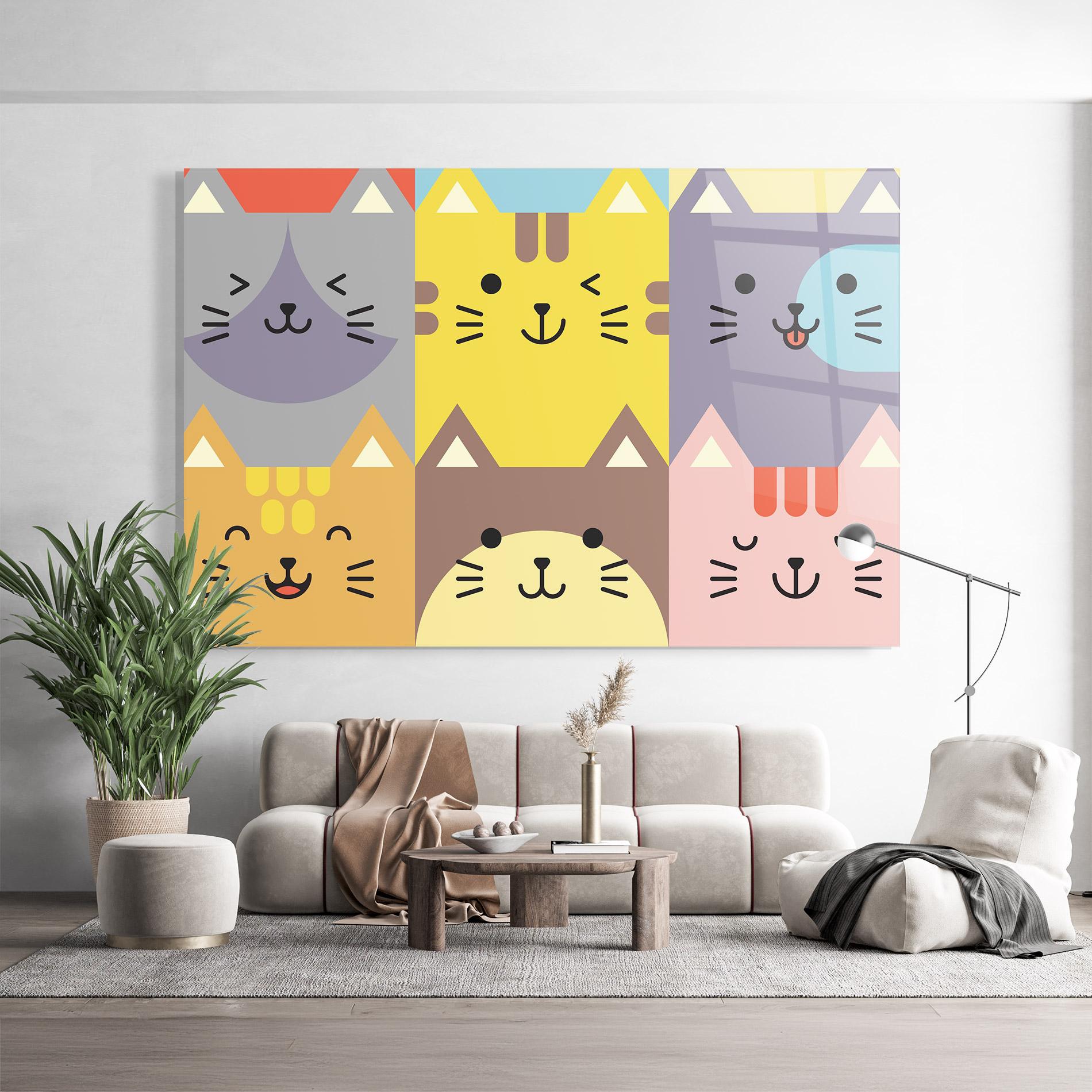 Glasbild Cat Colors mockup 9