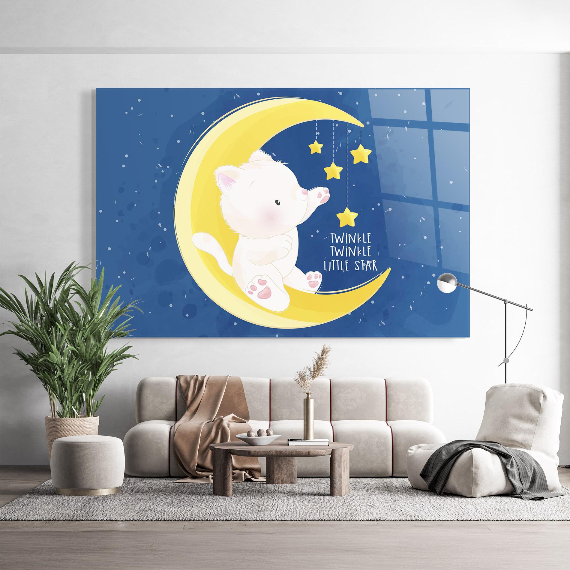 Glasbild Cat Moon Star mockup 9