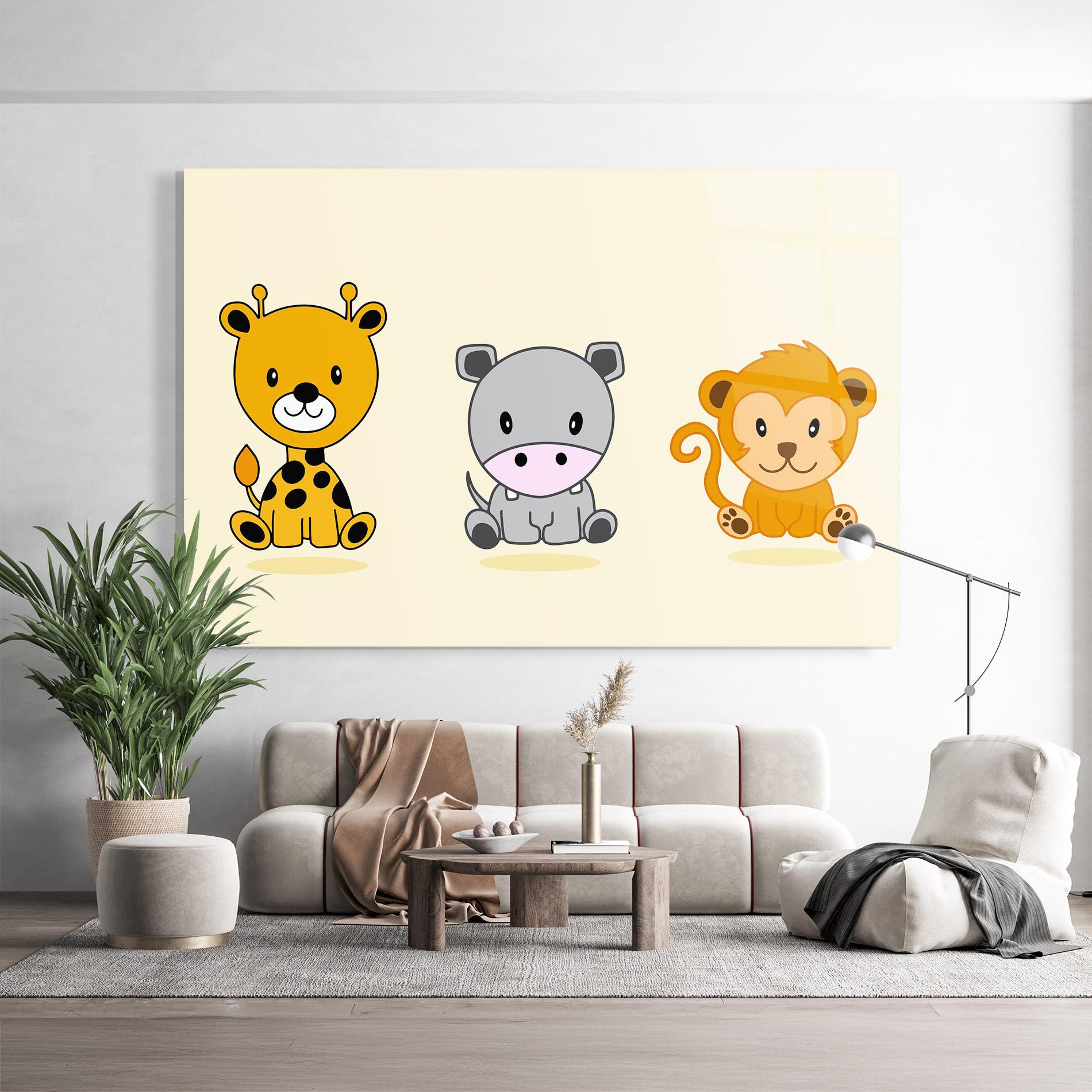 Glasbild Cream Animals mockup 9