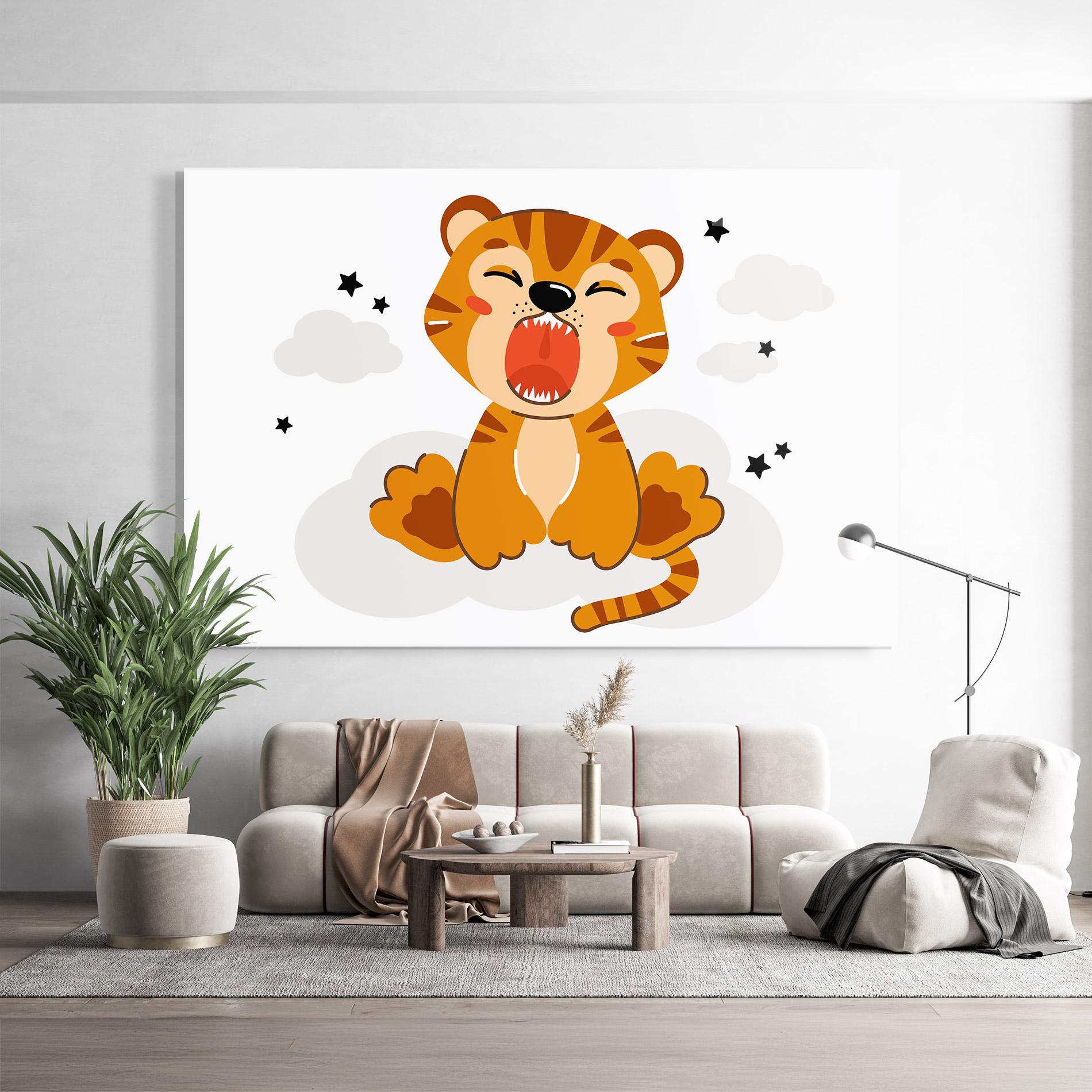 Glasbild Cute Sleepy Tiger mockup 9