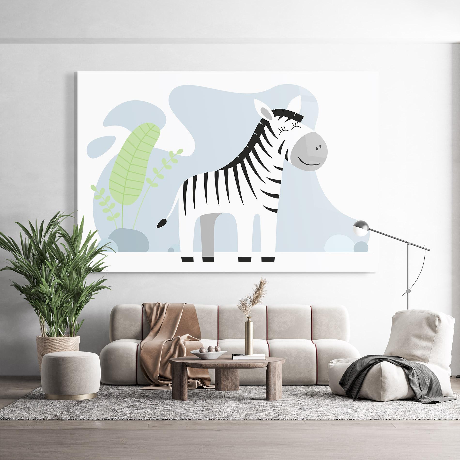 Glasbild Cute Zebra Leaf mockup 9