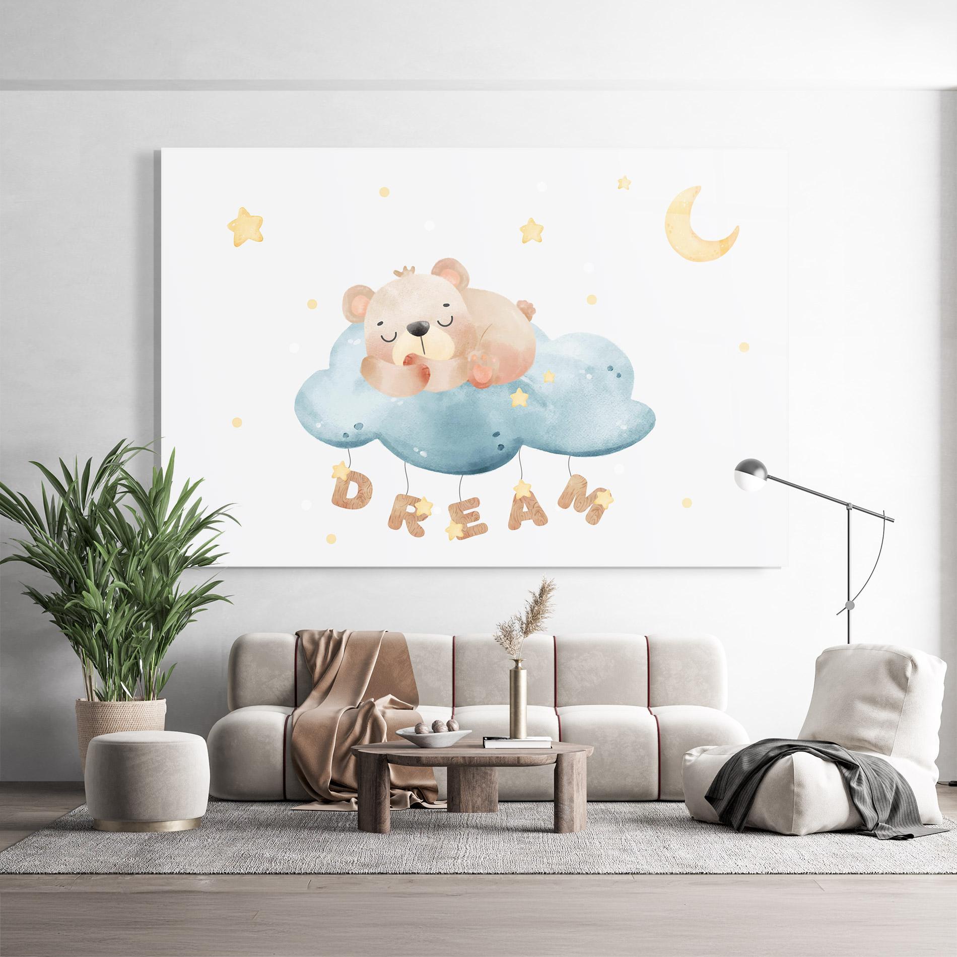 Glasbild Dream Sleepy Bear mockup 9