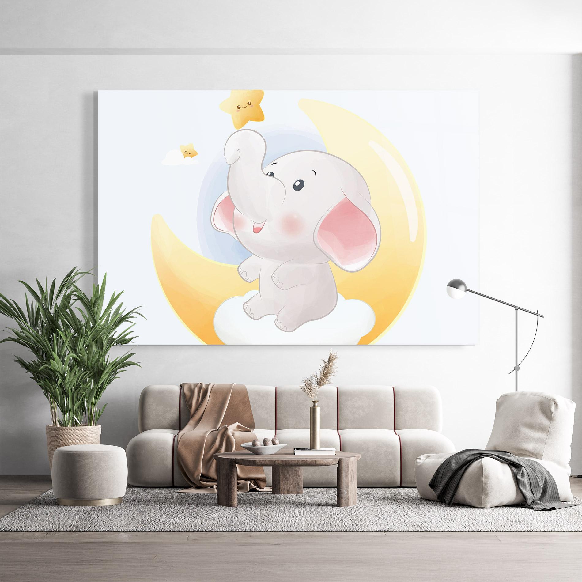 Glasbild Elephant Yellow Star mockup 9