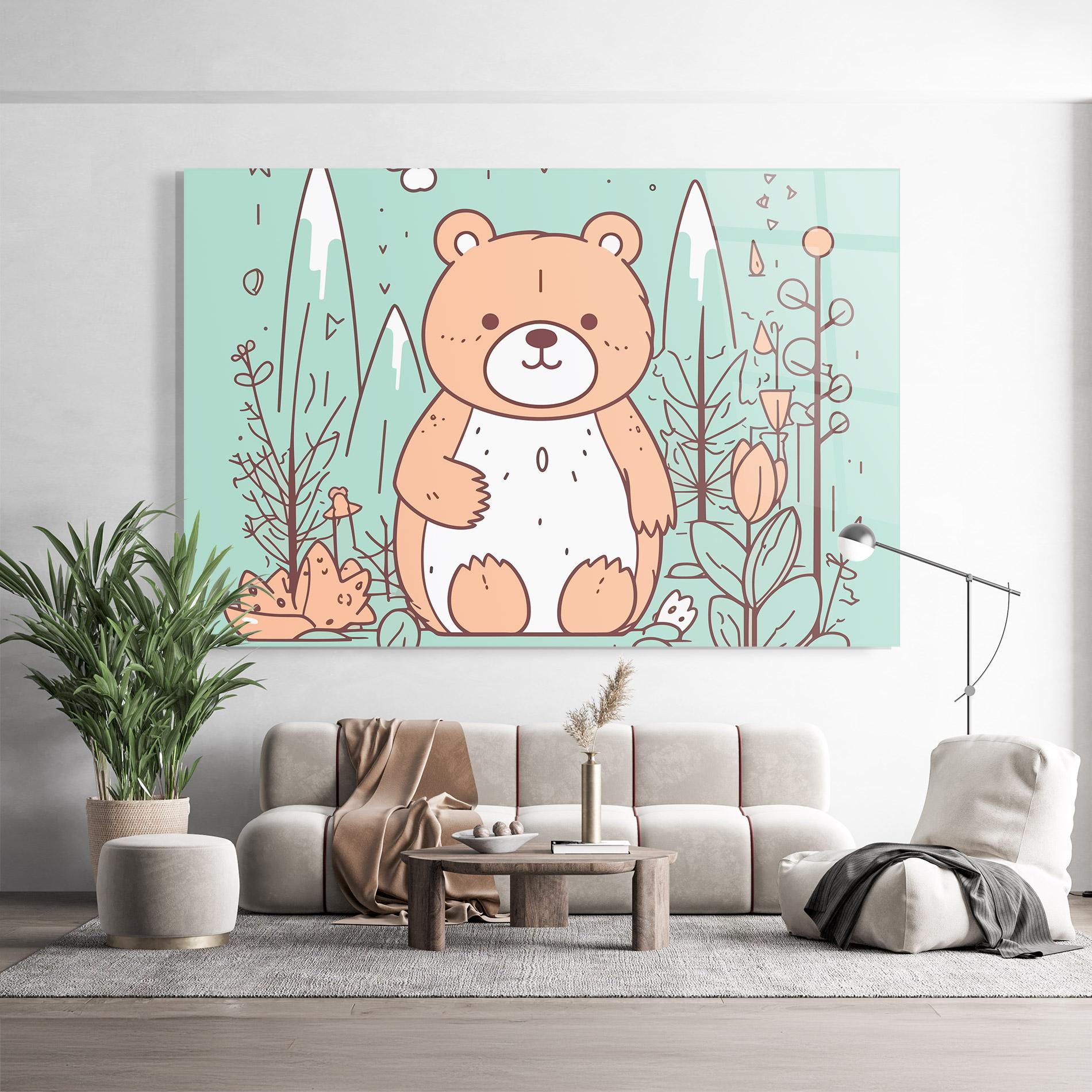 Glasbild Forest Cute Bear mockup 9