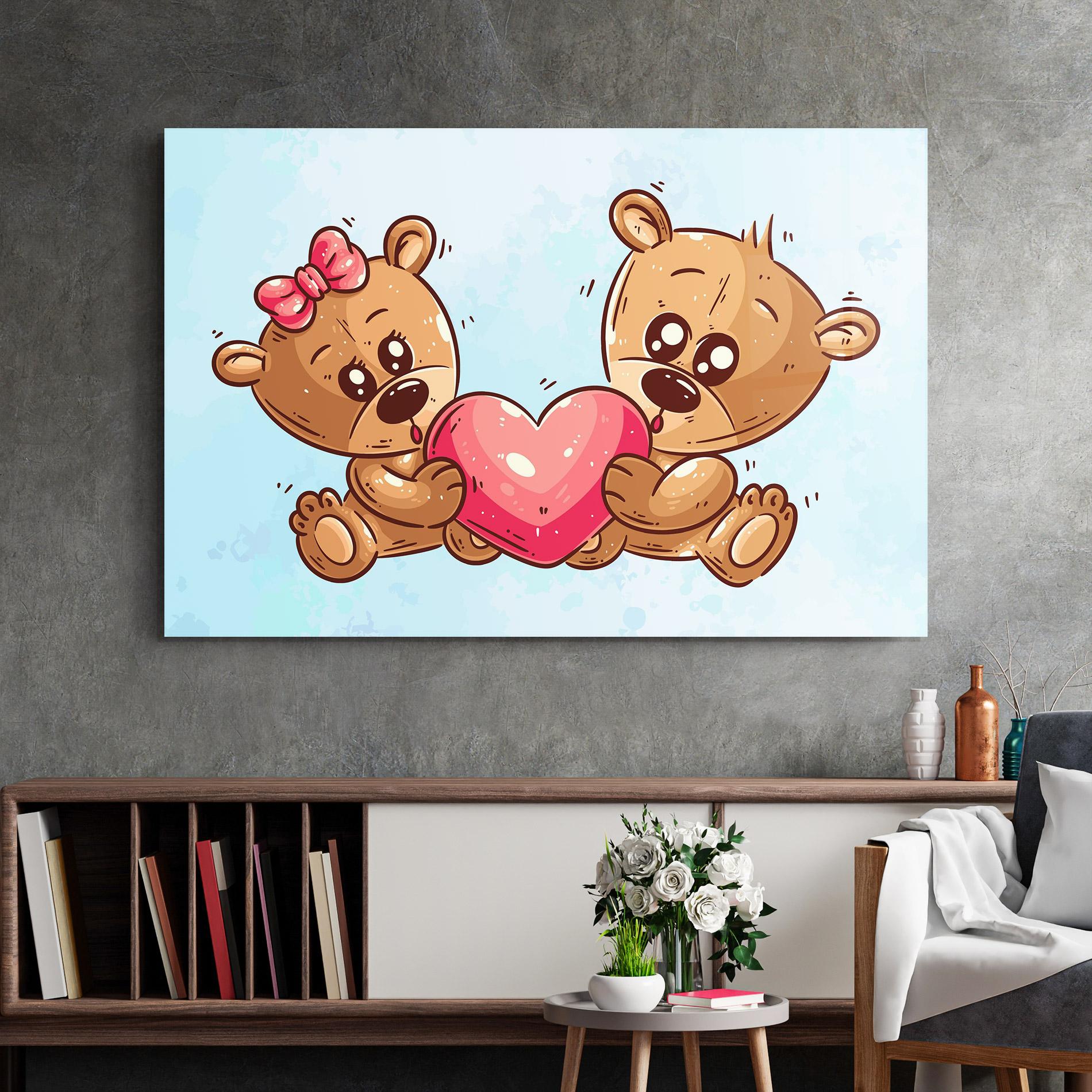Glasbild Bear Holding Heart mockup 2