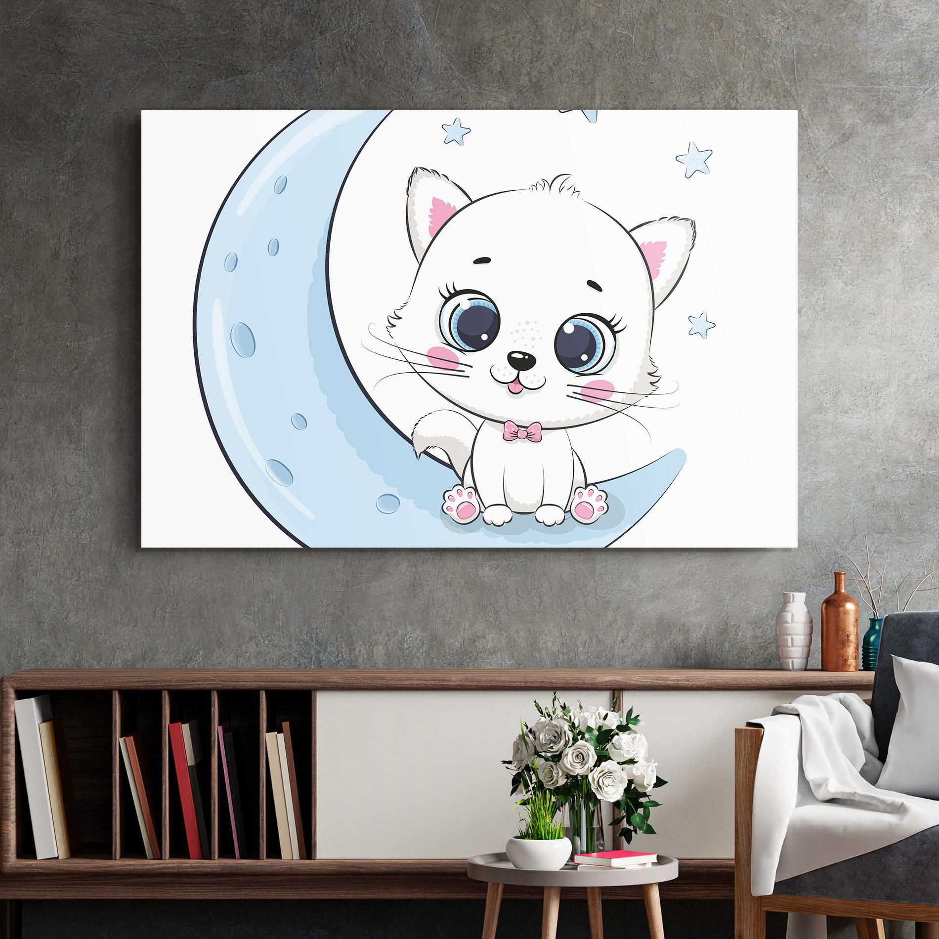 Glasbild Blue Moon Cat mockup 2