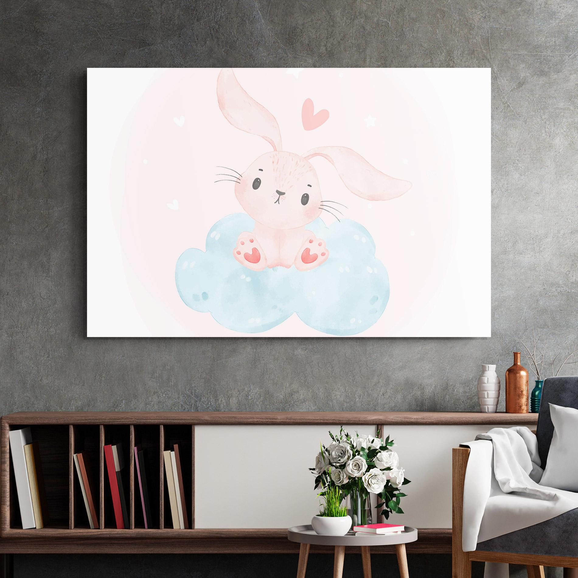 Glasbild Cloud Pink Bunny mockup 2