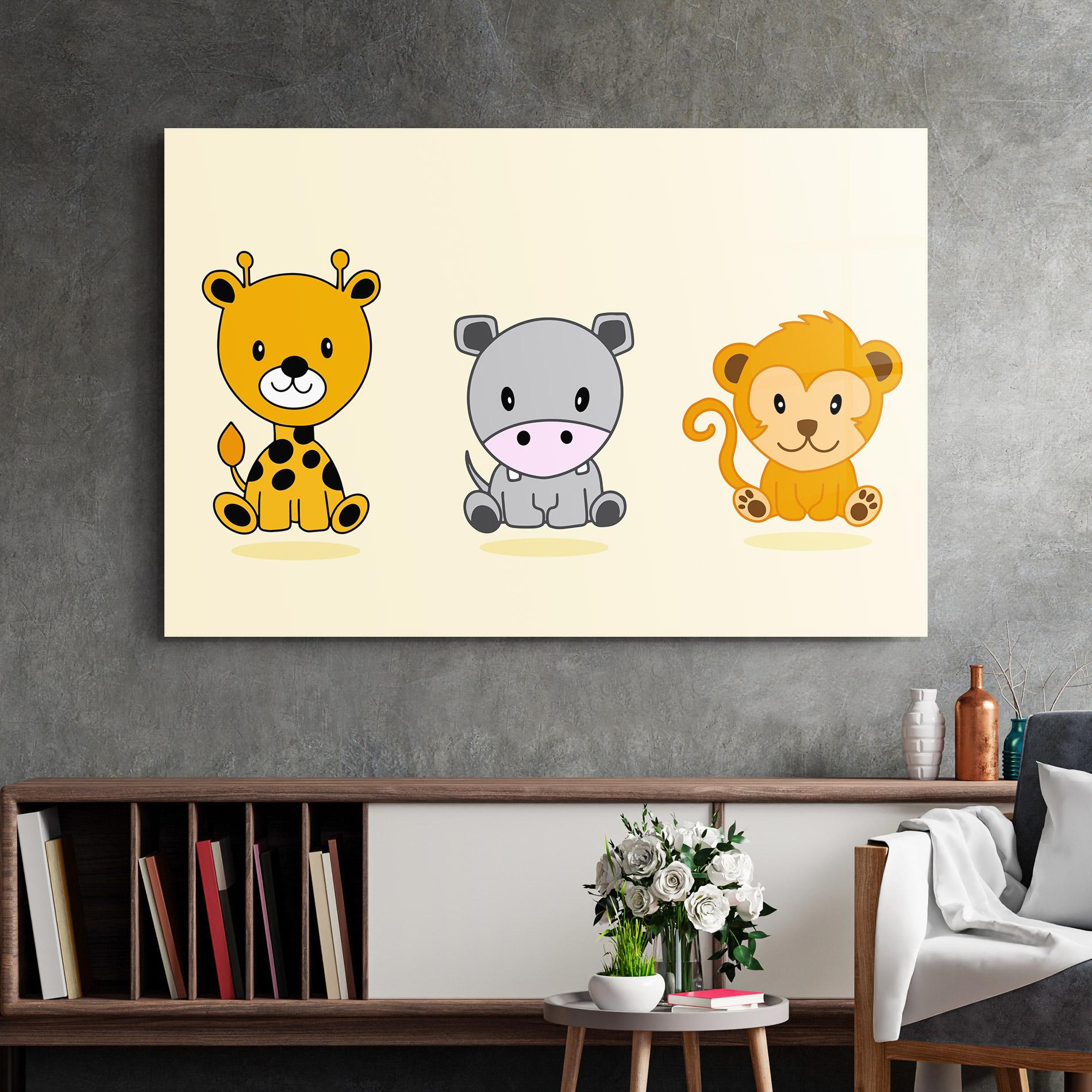 Glasbild Cream Animals mockup 2