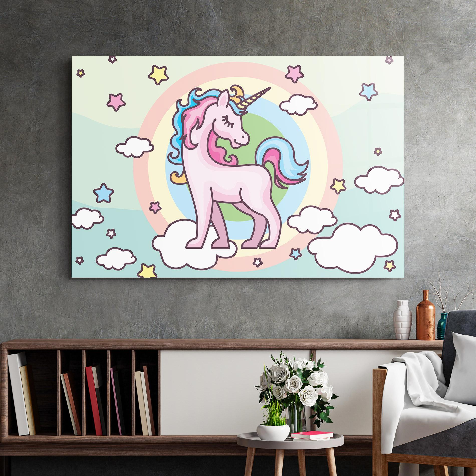 Glasbild Cute Unicorn Art mockup 2