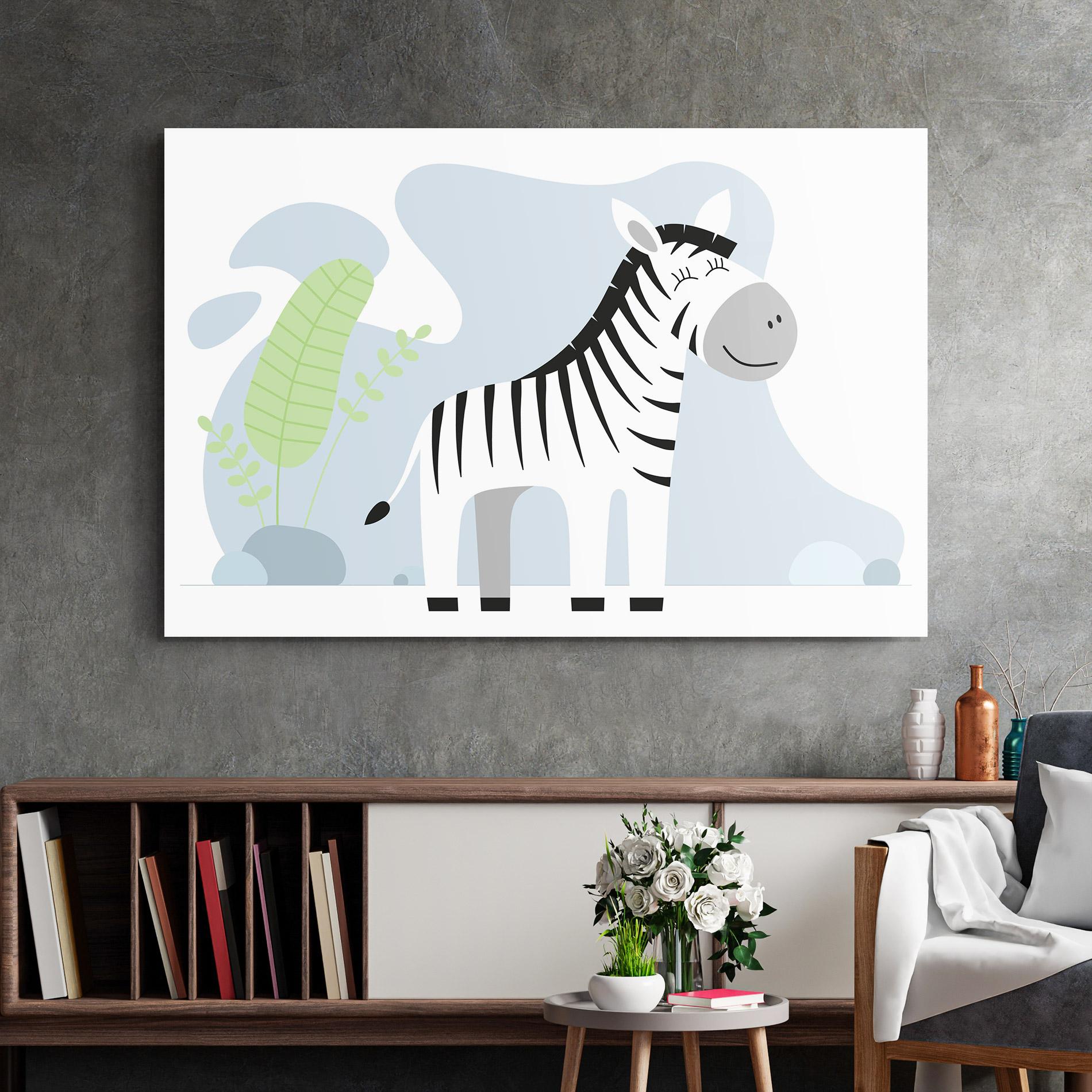 Glasbild Cute Zebra Leaf mockup 2
