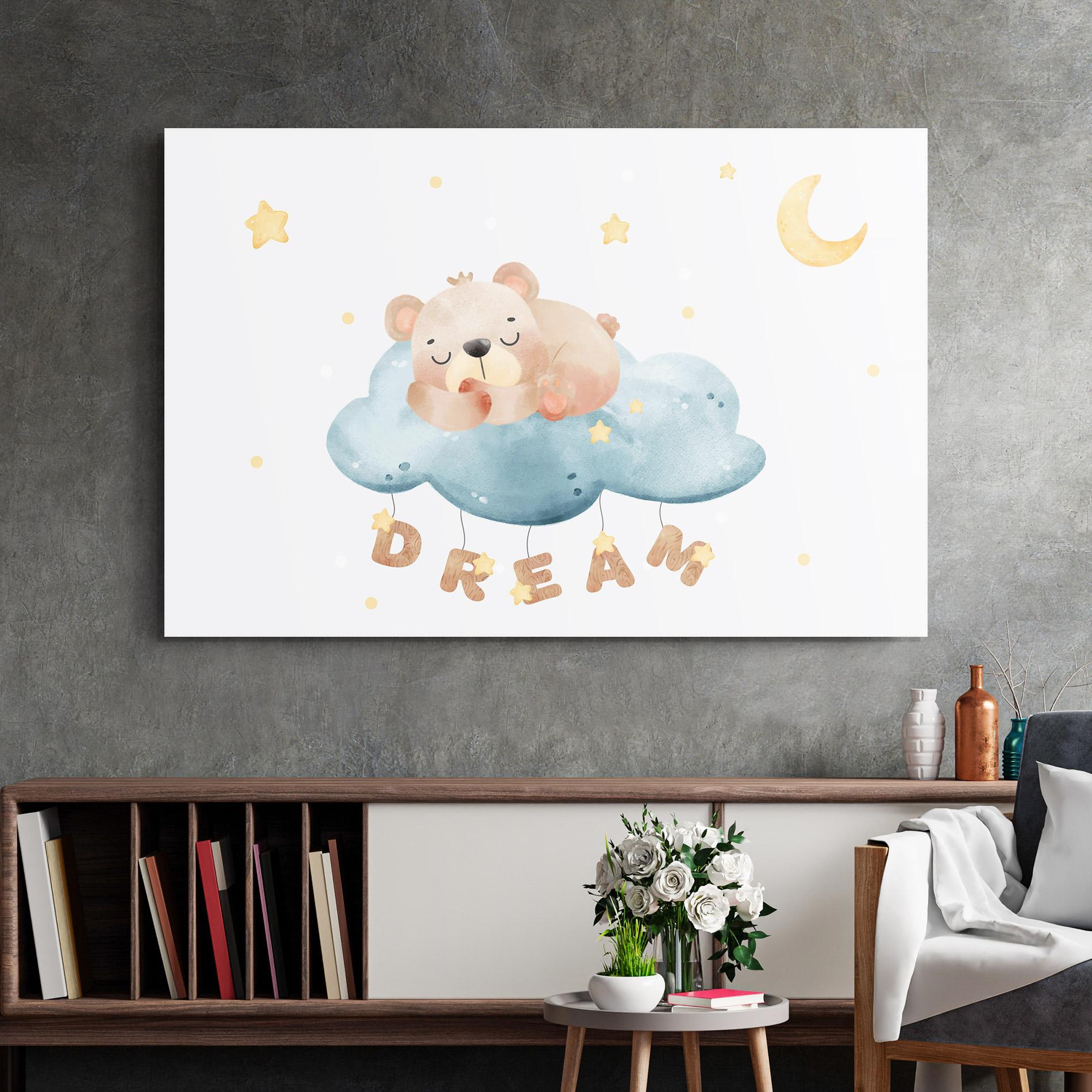 Glasbild Dream Sleepy Bear mockup 2