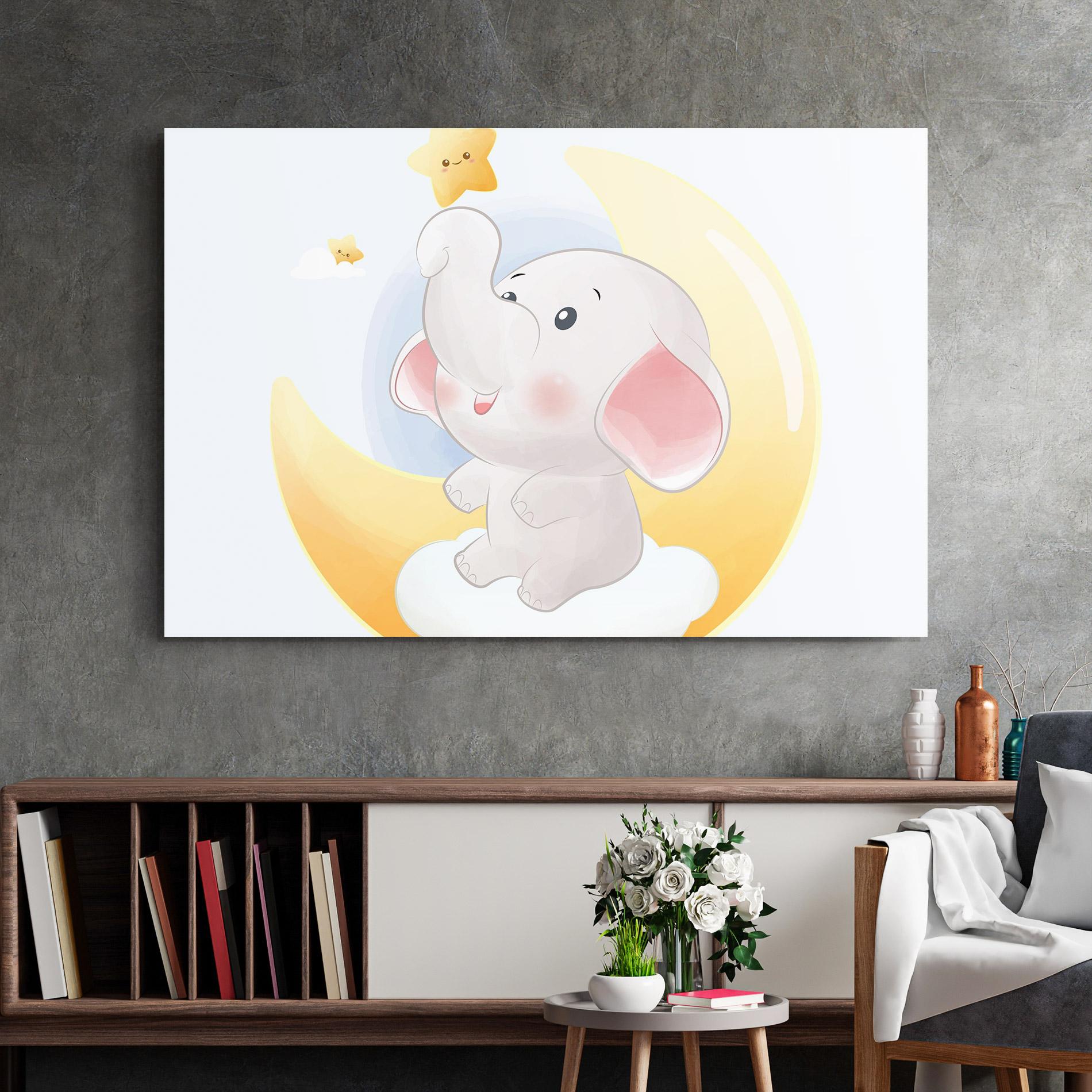 Glasbild Elephant Yellow Star mockup 2