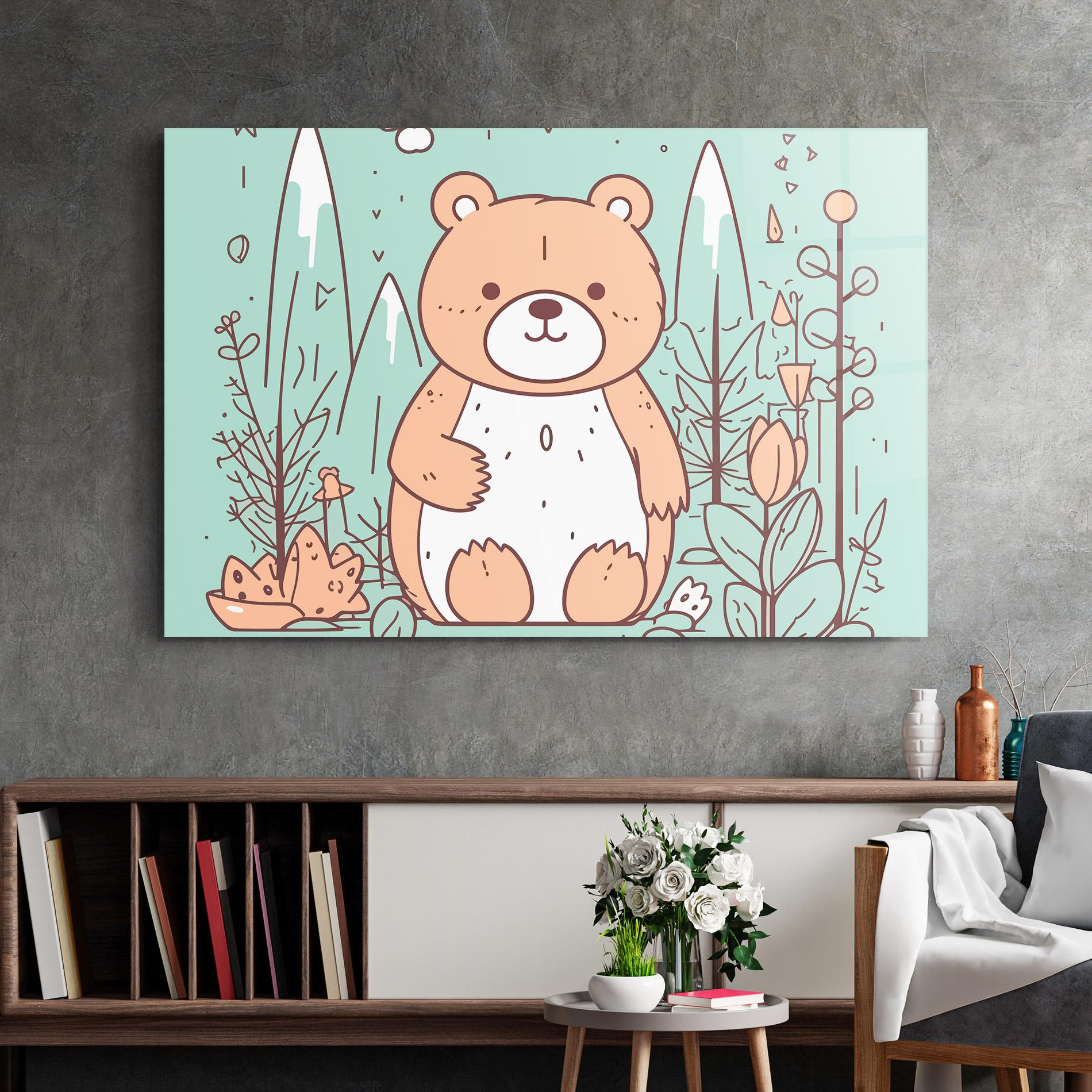Glasbild Forest Cute Bear mockup 2