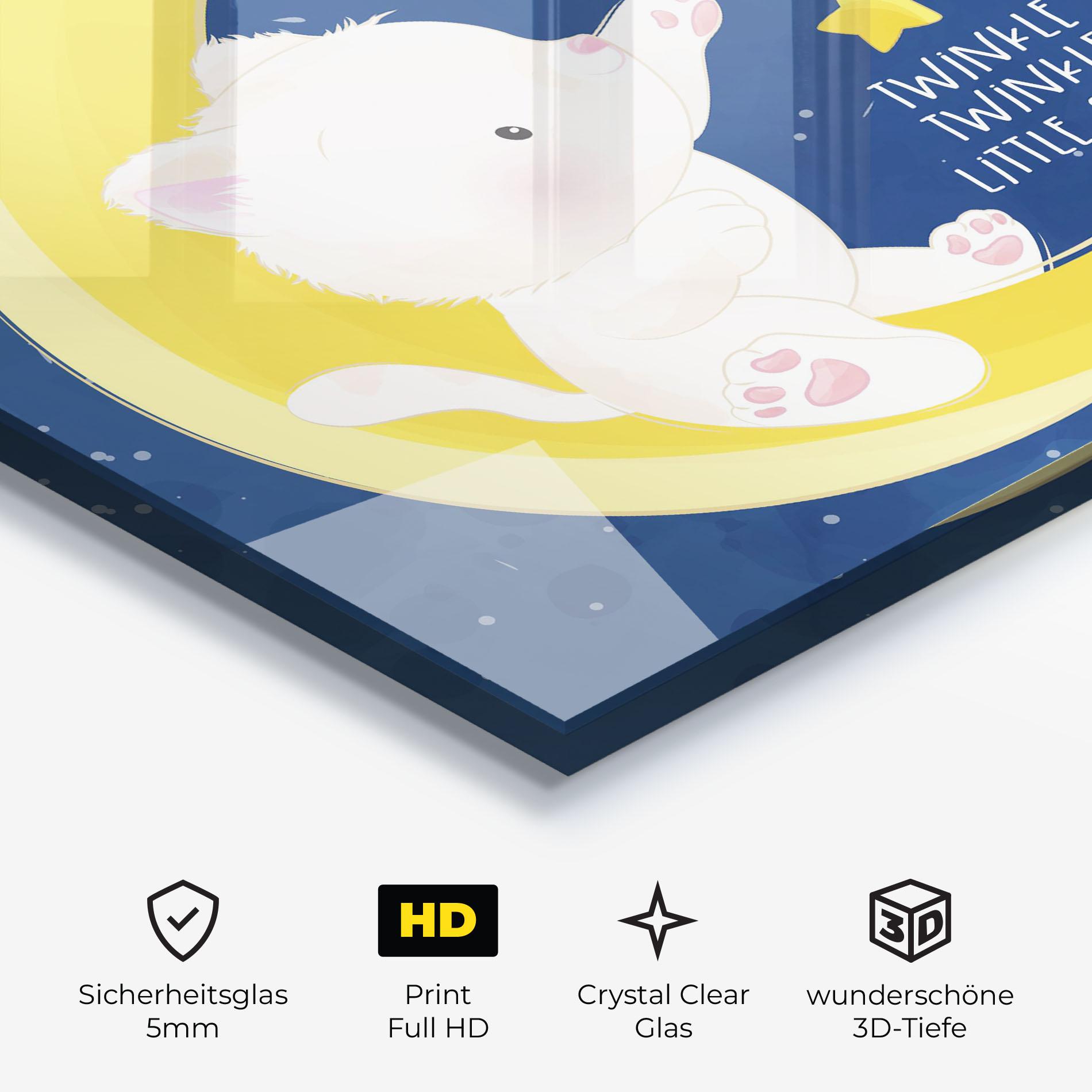 Glasbild Cat Moon Star mockup 3