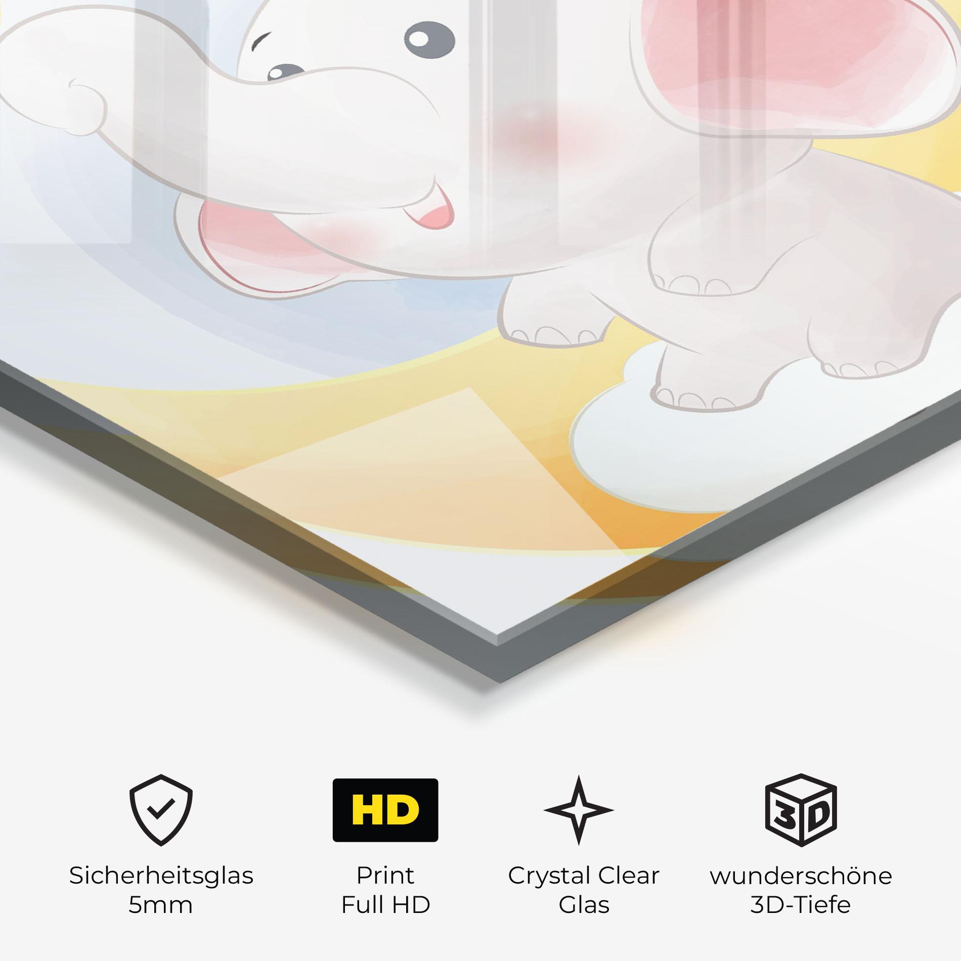 Glasbild Elephant Yellow Star mockup 3