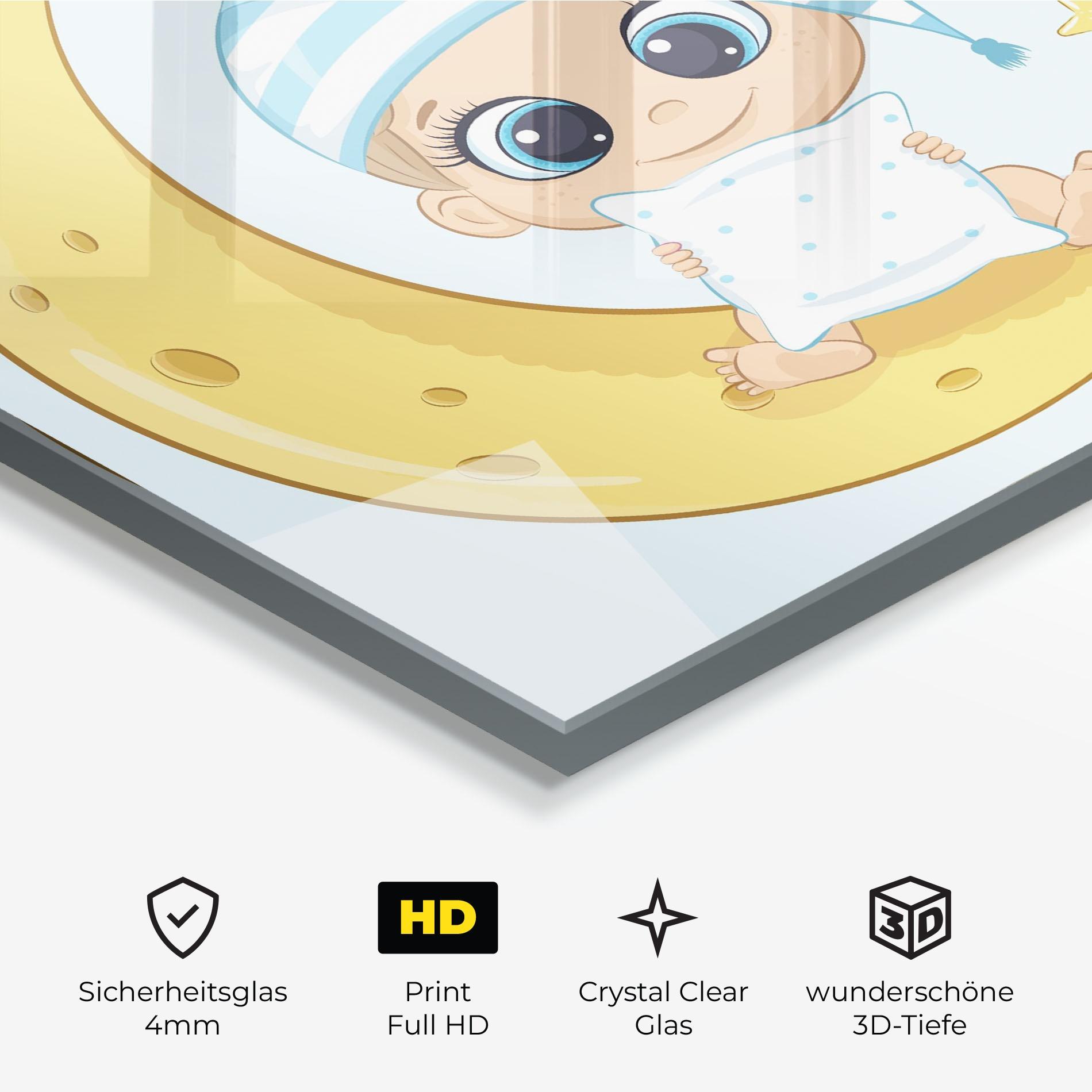 Glasbild Baby On Moon mockup 3