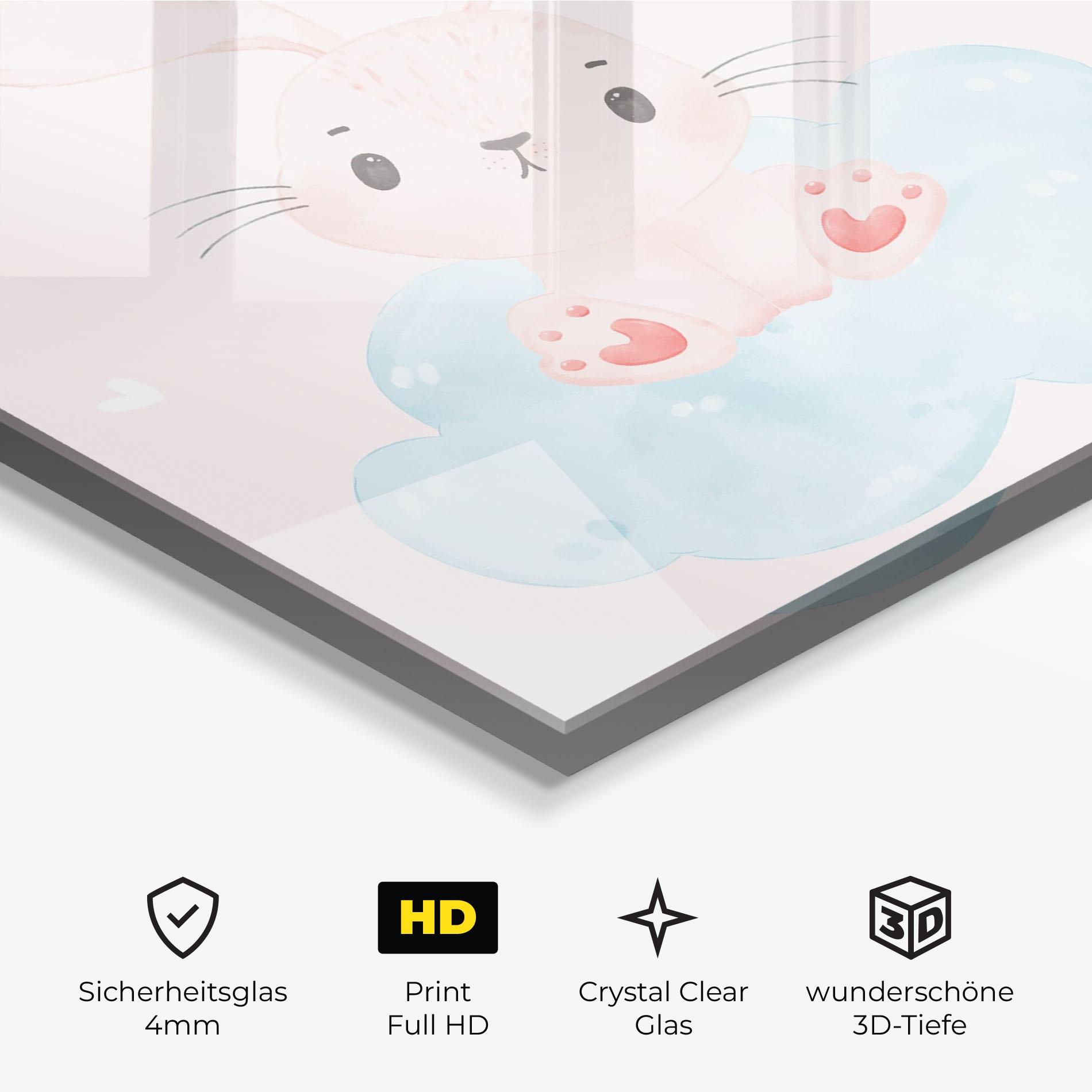Glasbild Cloud Pink Bunny mockup 3