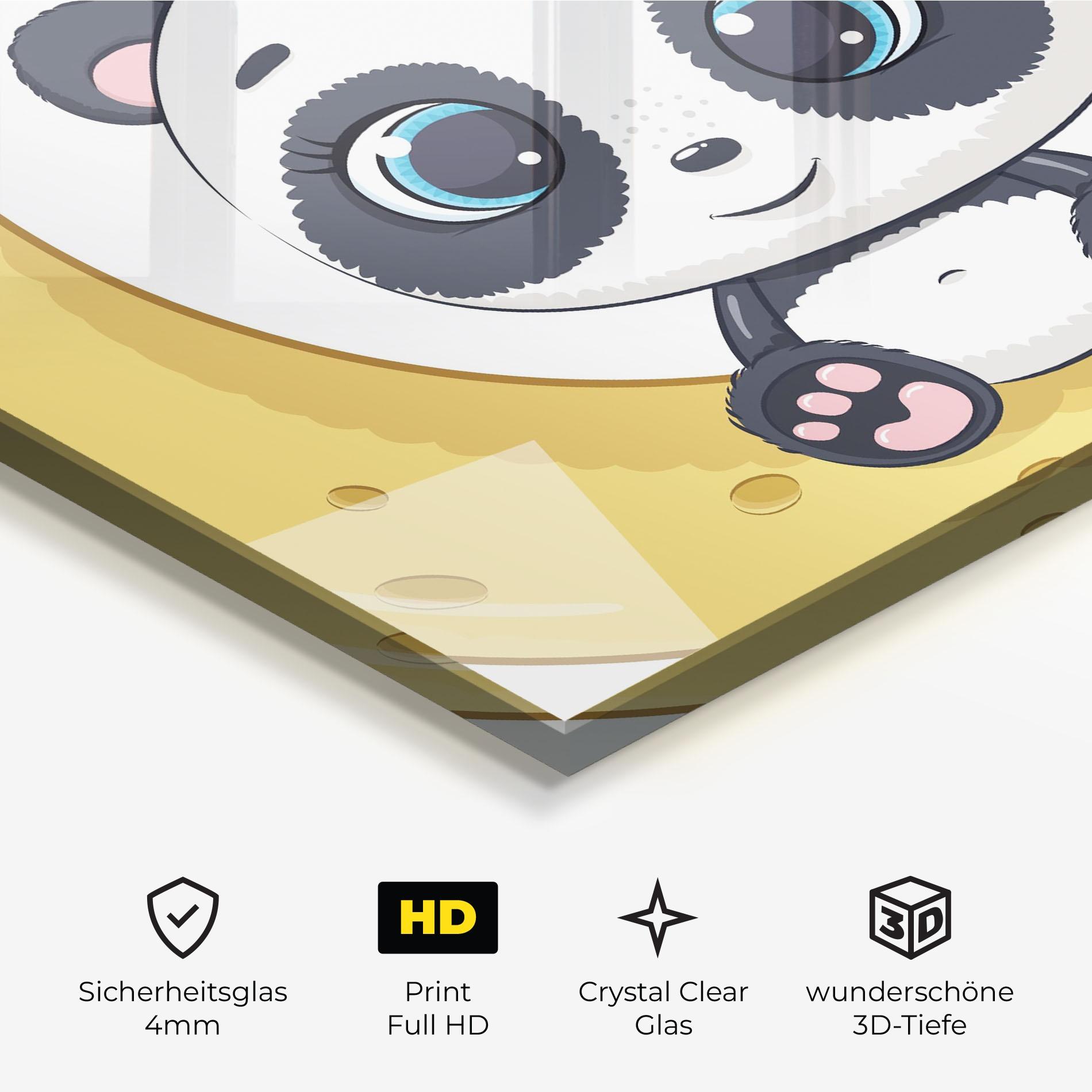 Glasbild Cute Panda Moon mockup 3