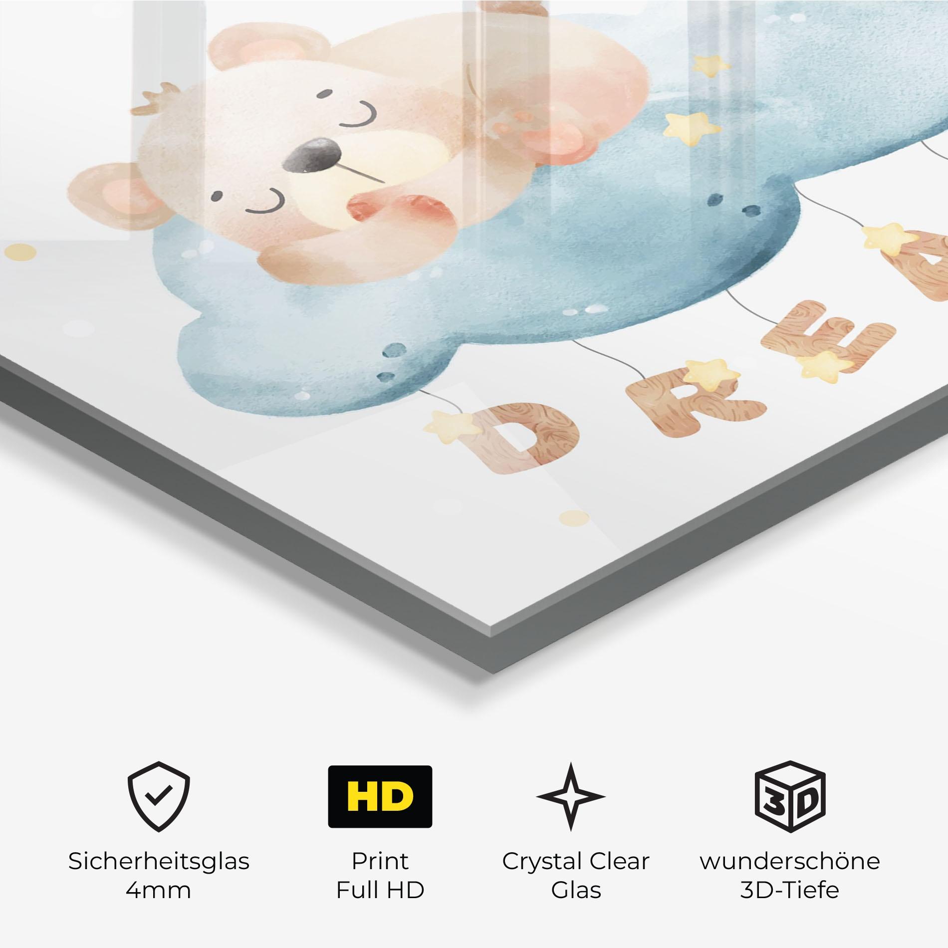 Glasbild Dream Sleepy Bear mockup 3