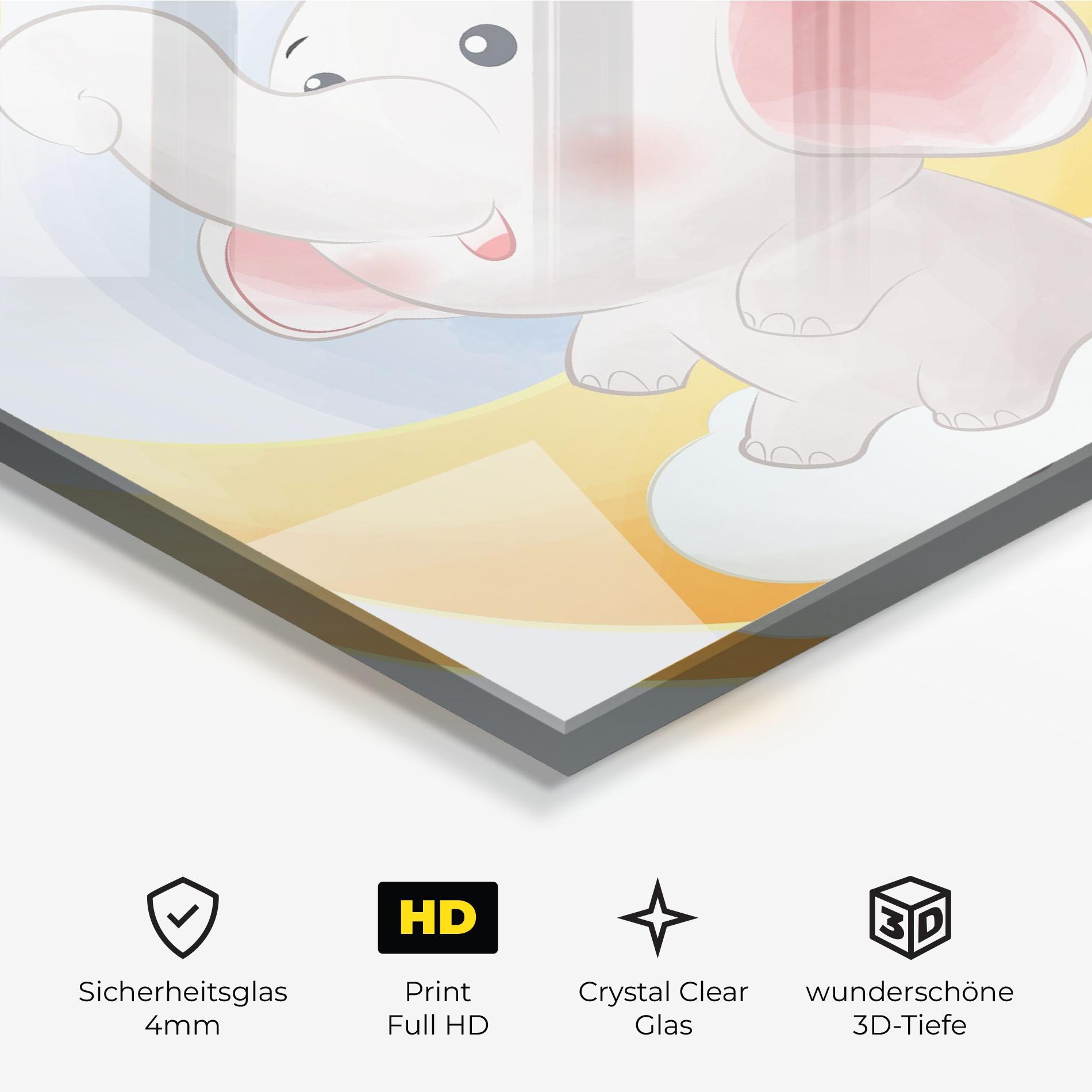 Glasbild Elephant Yellow Star mockup 3