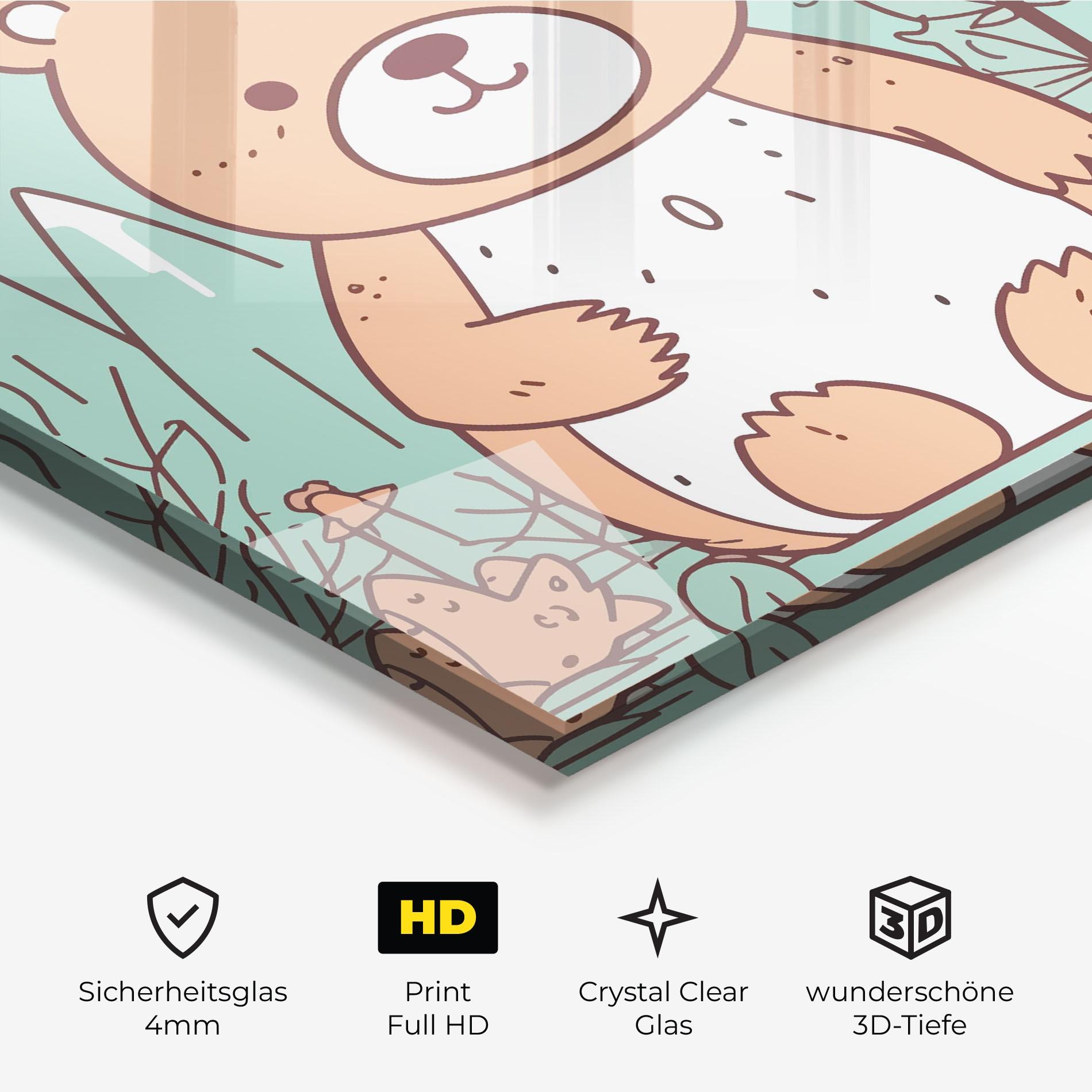 Glasbild Forest Cute Bear mockup 3