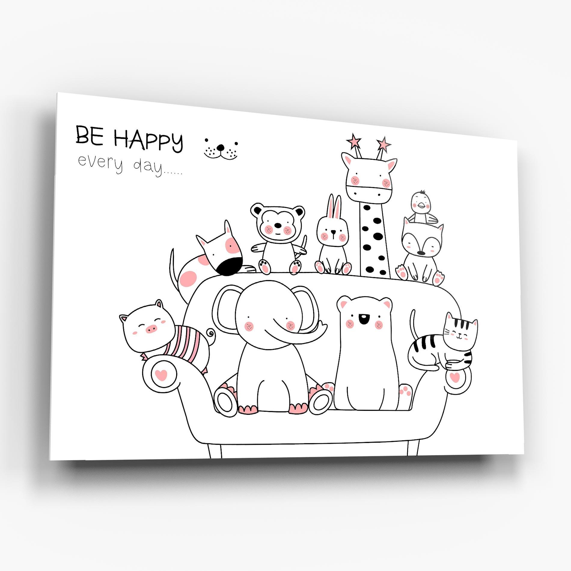 Glasbild Be Happy Animals mockup 6