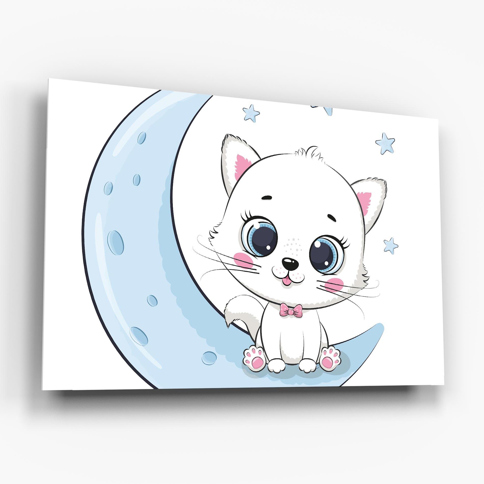Glasbild Blue Moon Cat mockup 6