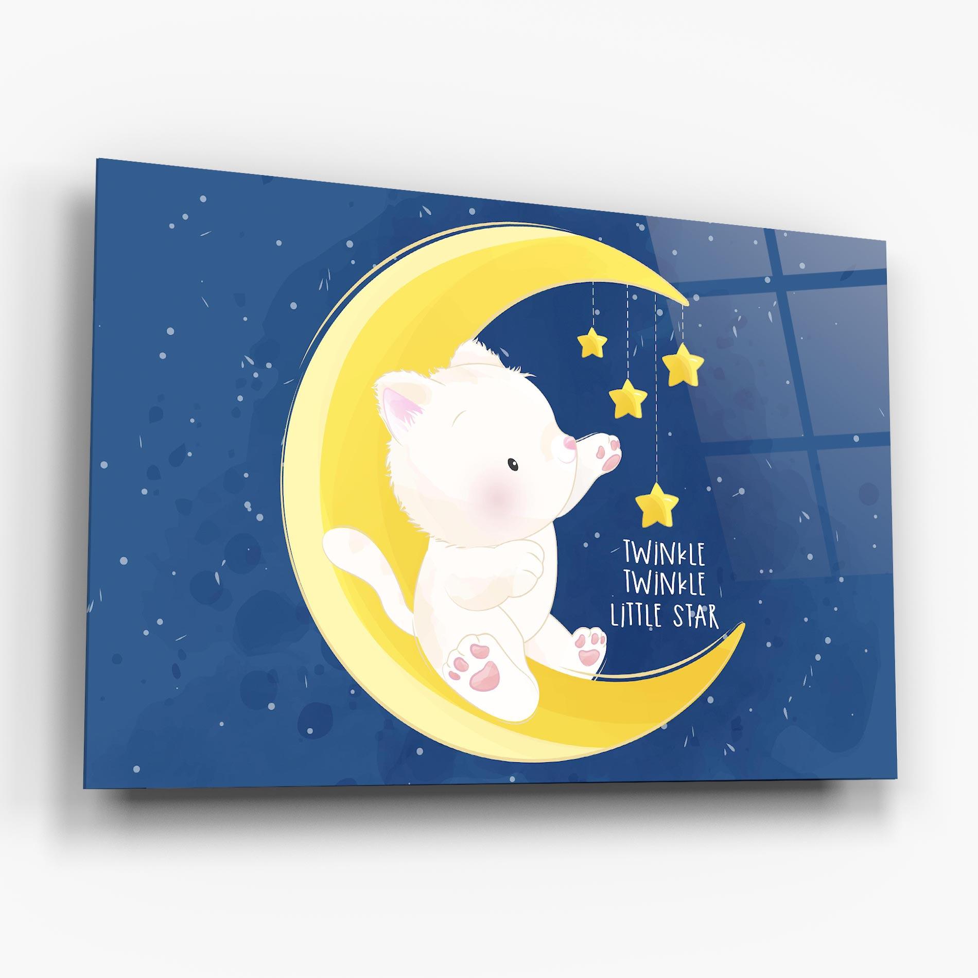 Glasbild Cat Moon Star mockup 6