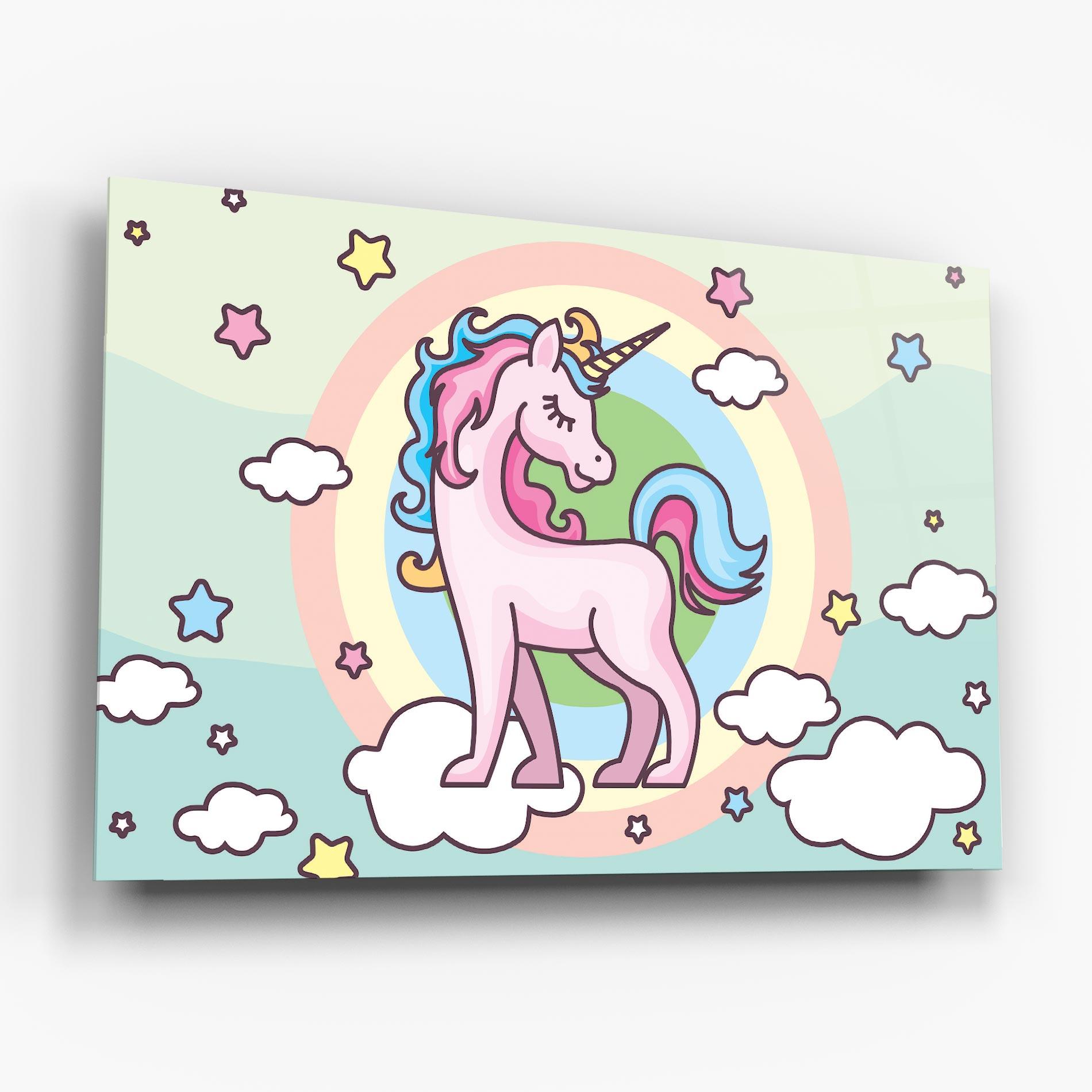 Glasbild Cute Unicorn Art mockup 6