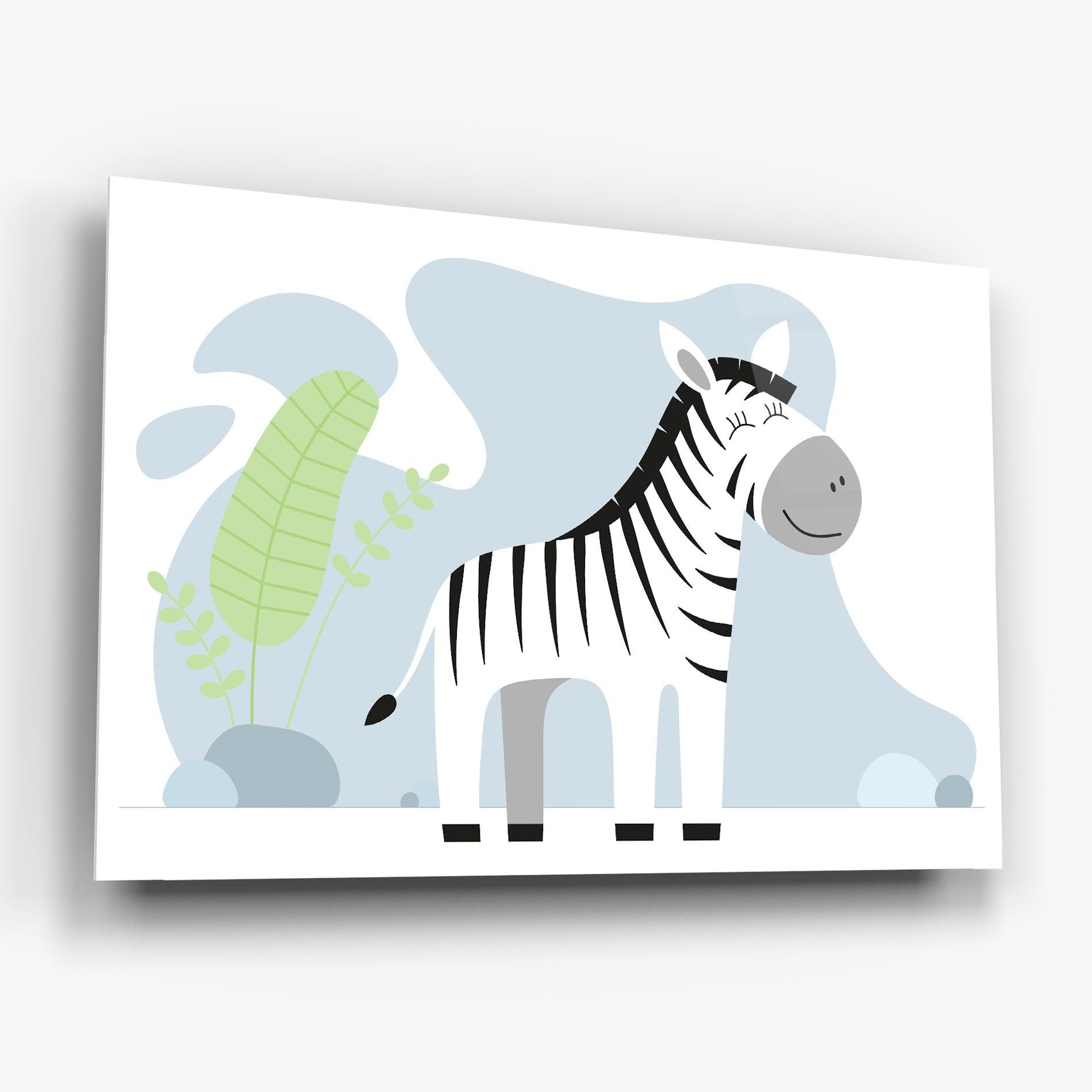 Glasbild Cute Zebra Leaf mockup 6