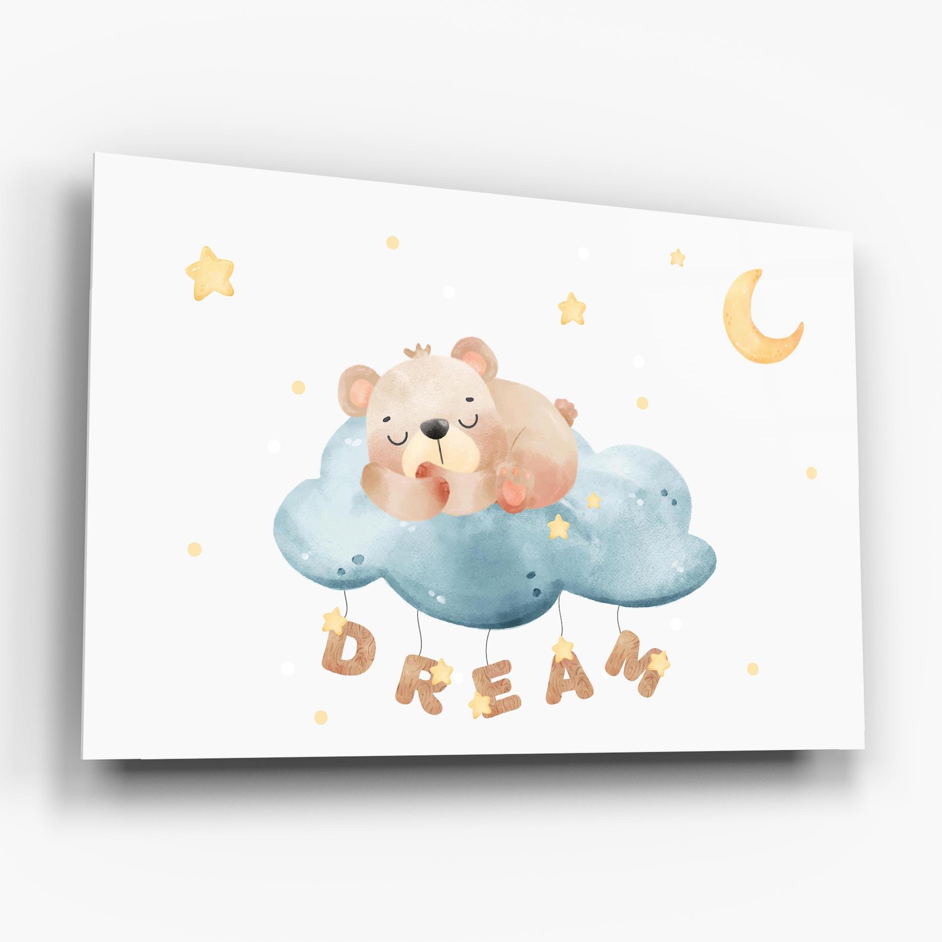 Glasbild Dream Sleepy Bear mockup 6