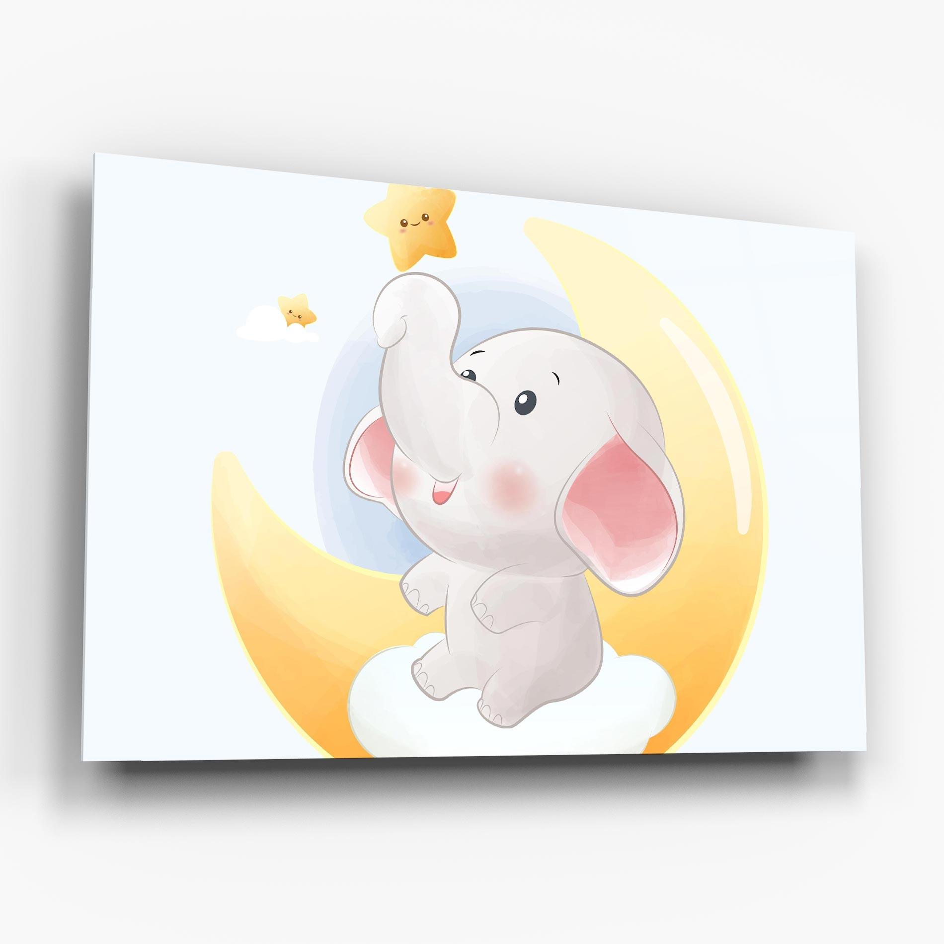 Glasbild Elephant Yellow Star mockup 6