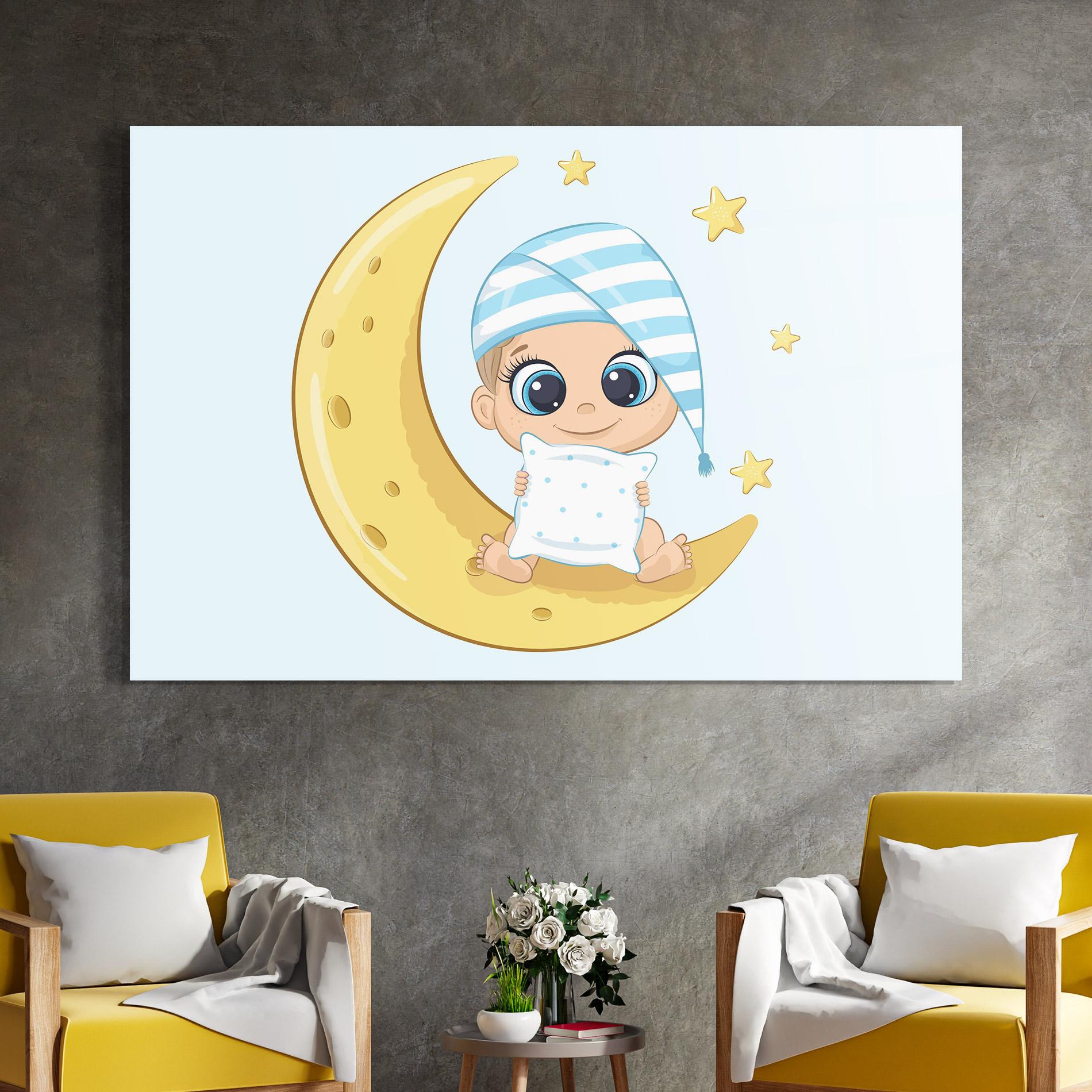 Glasbild Baby On Moon mockup 4