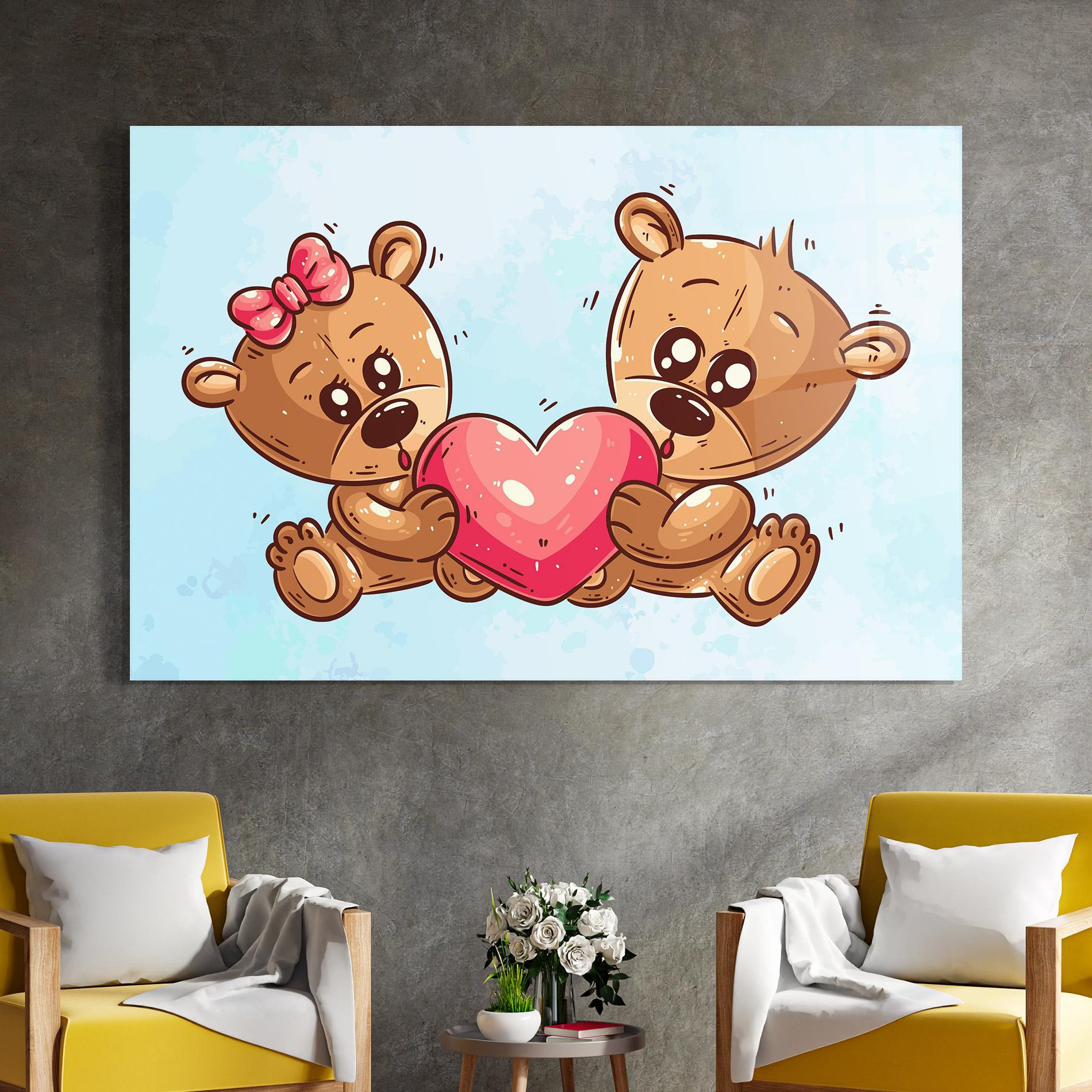 Glasbild Bear Holding Heart mockup 4