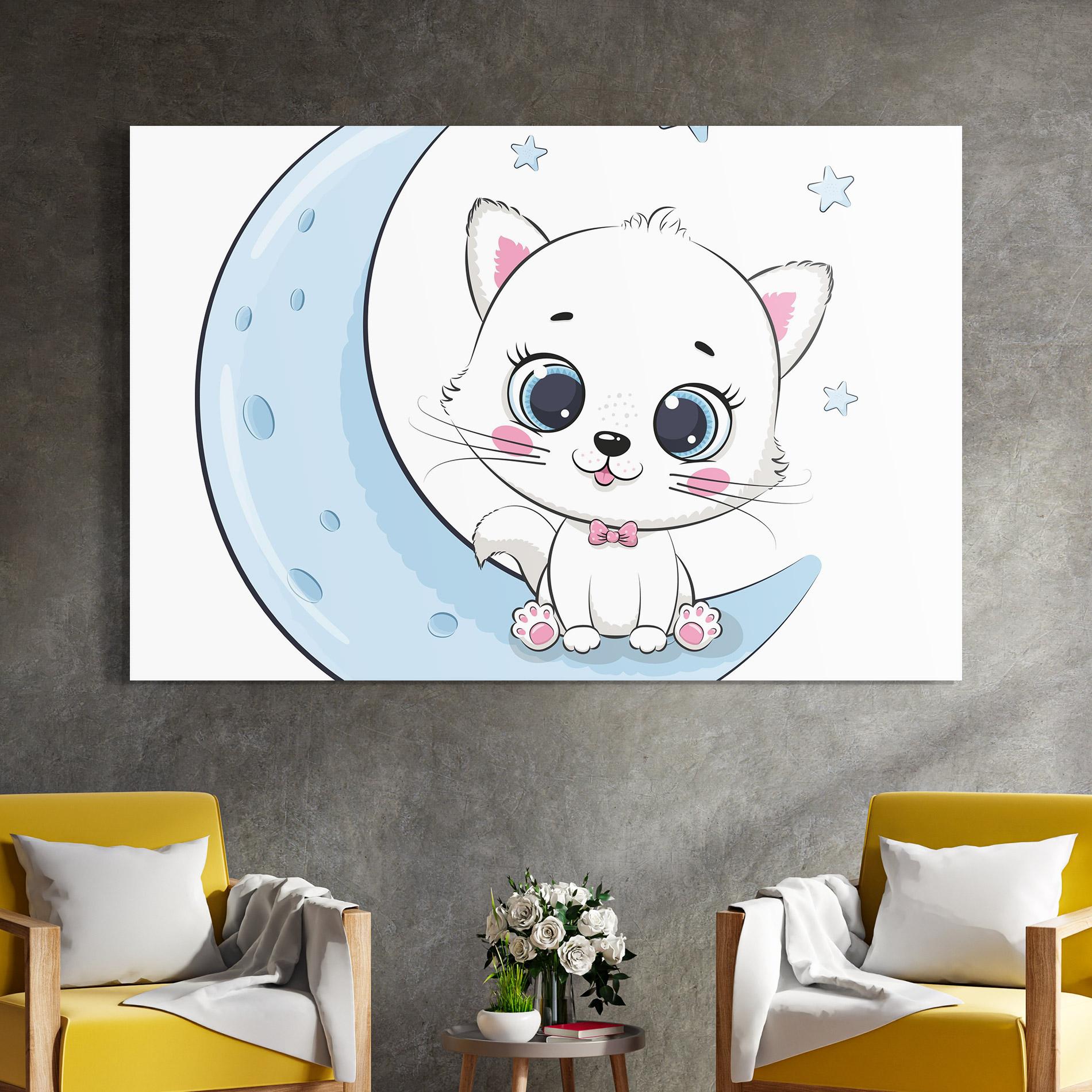 Glasbild Blue Moon Cat mockup 4