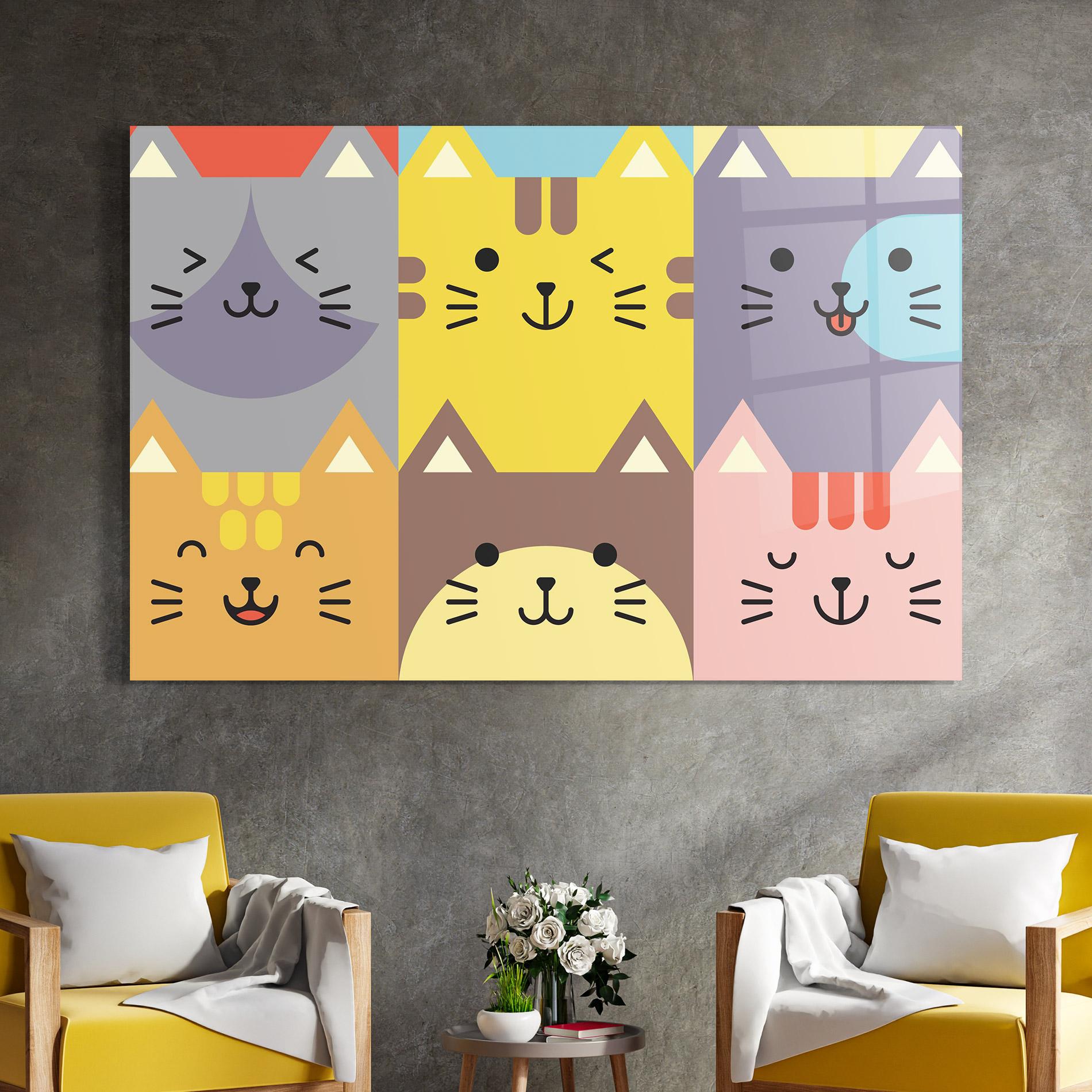 Glasbild Cat Colors mockup 4