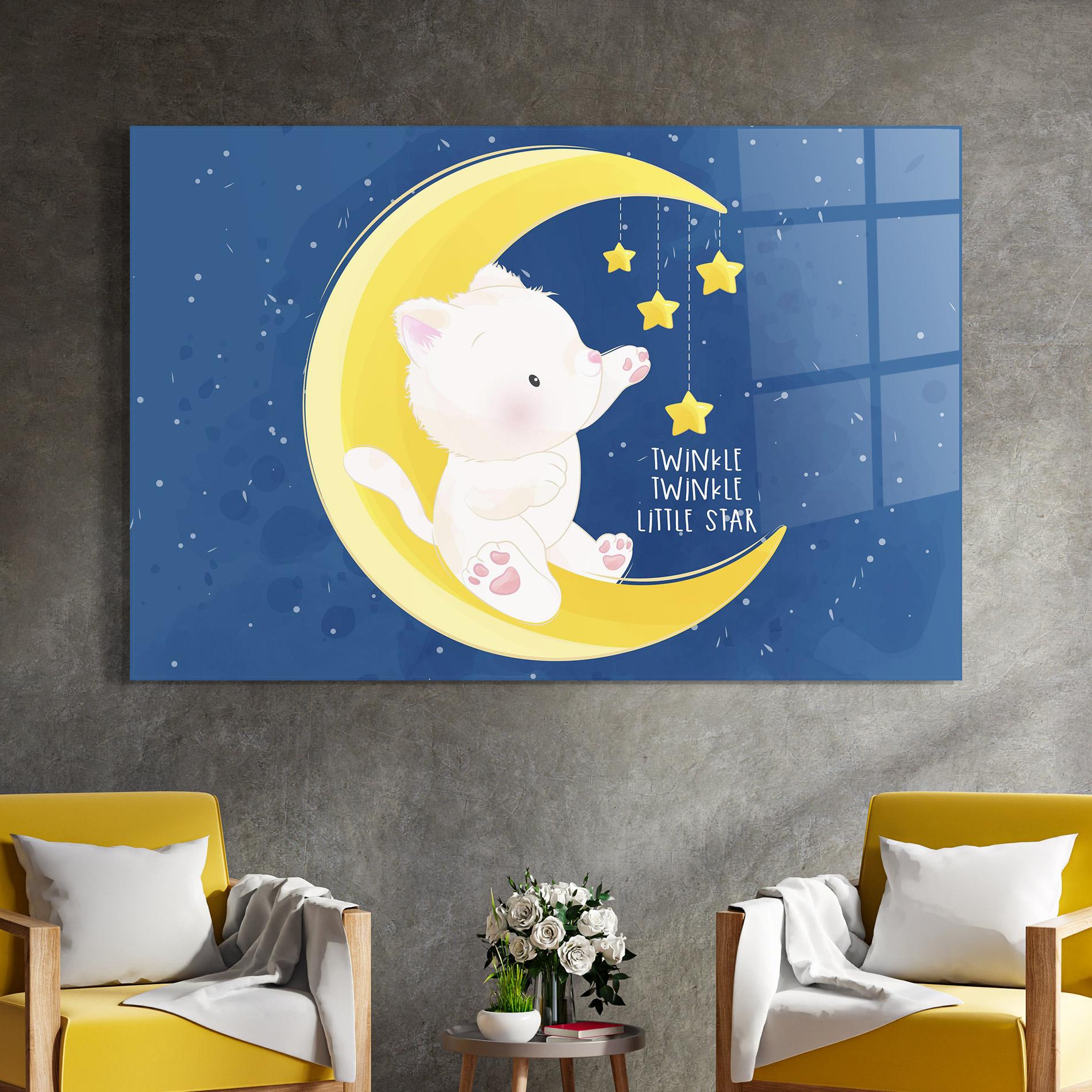 Glasbild Cat Moon Star mockup 4