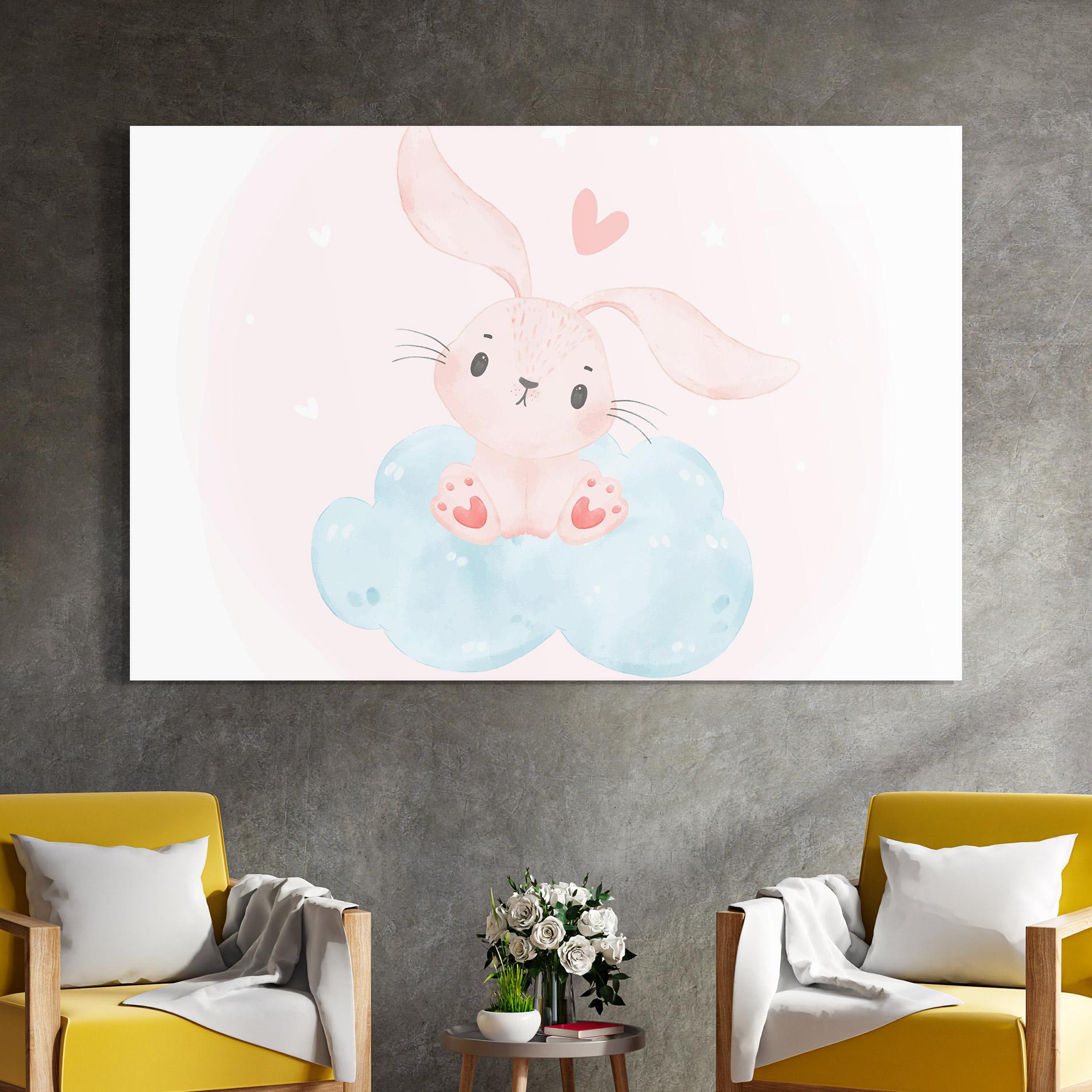 Glasbild Cloud Pink Bunny mockup 4