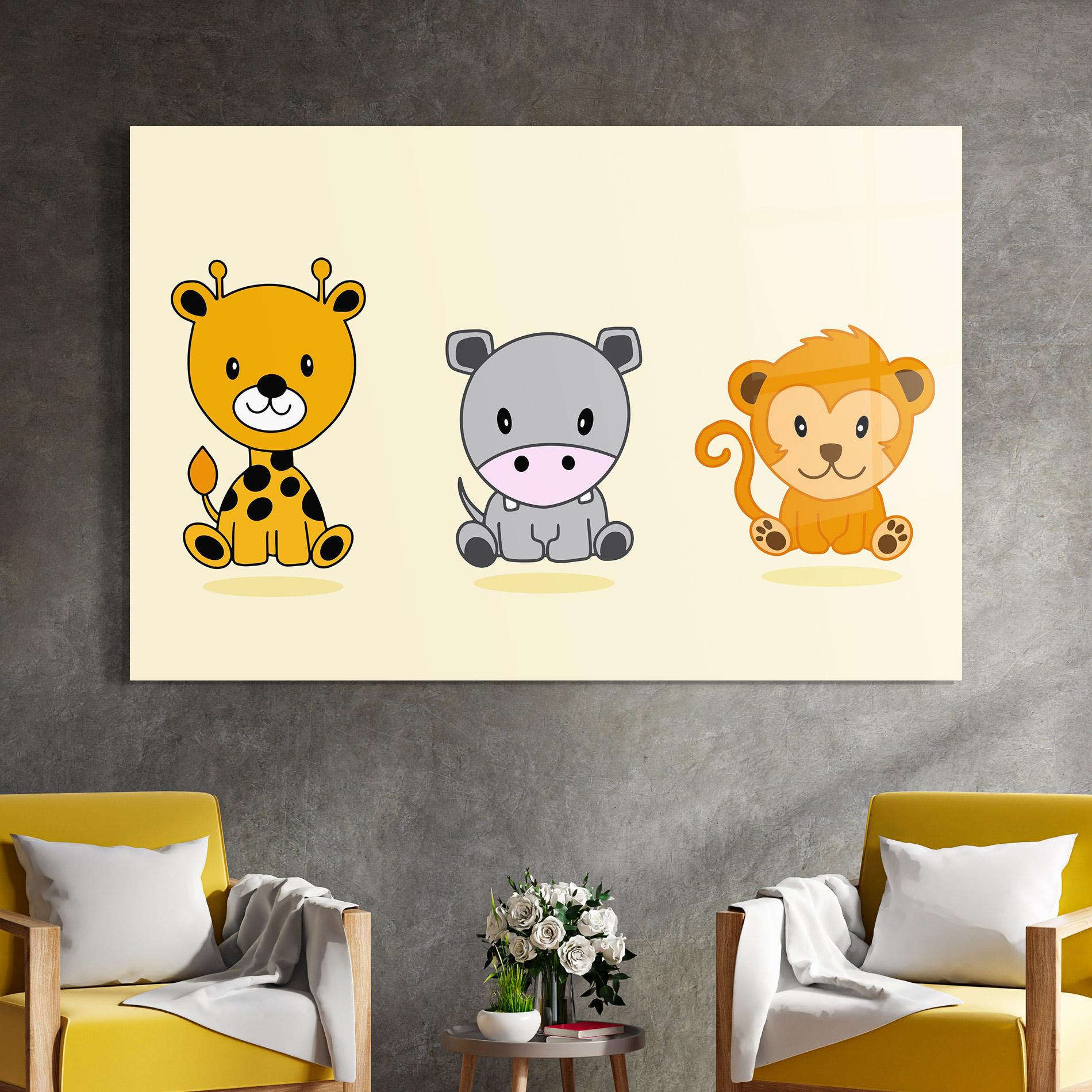 Glasbild Cream Animals mockup 4