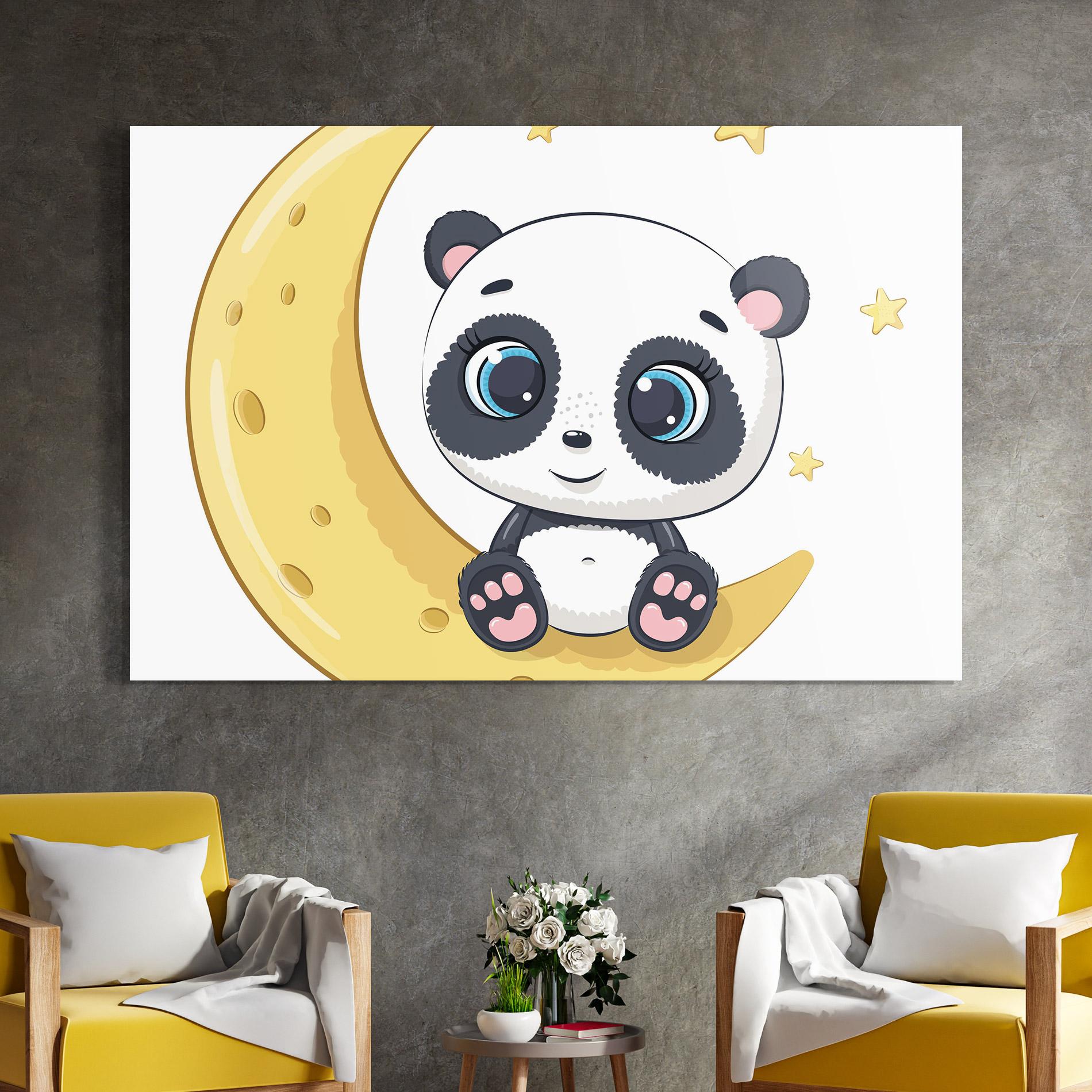 Glasbild Cute Panda Moon mockup 4