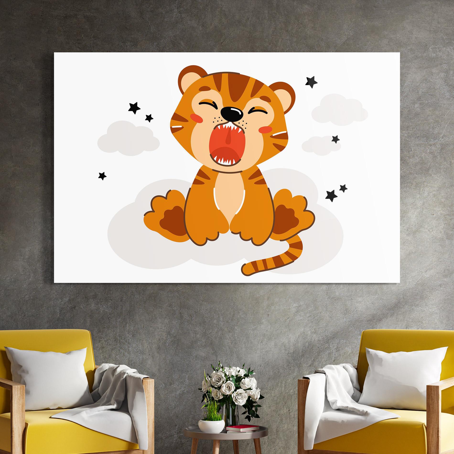 Glasbild Cute Sleepy Tiger mockup 4