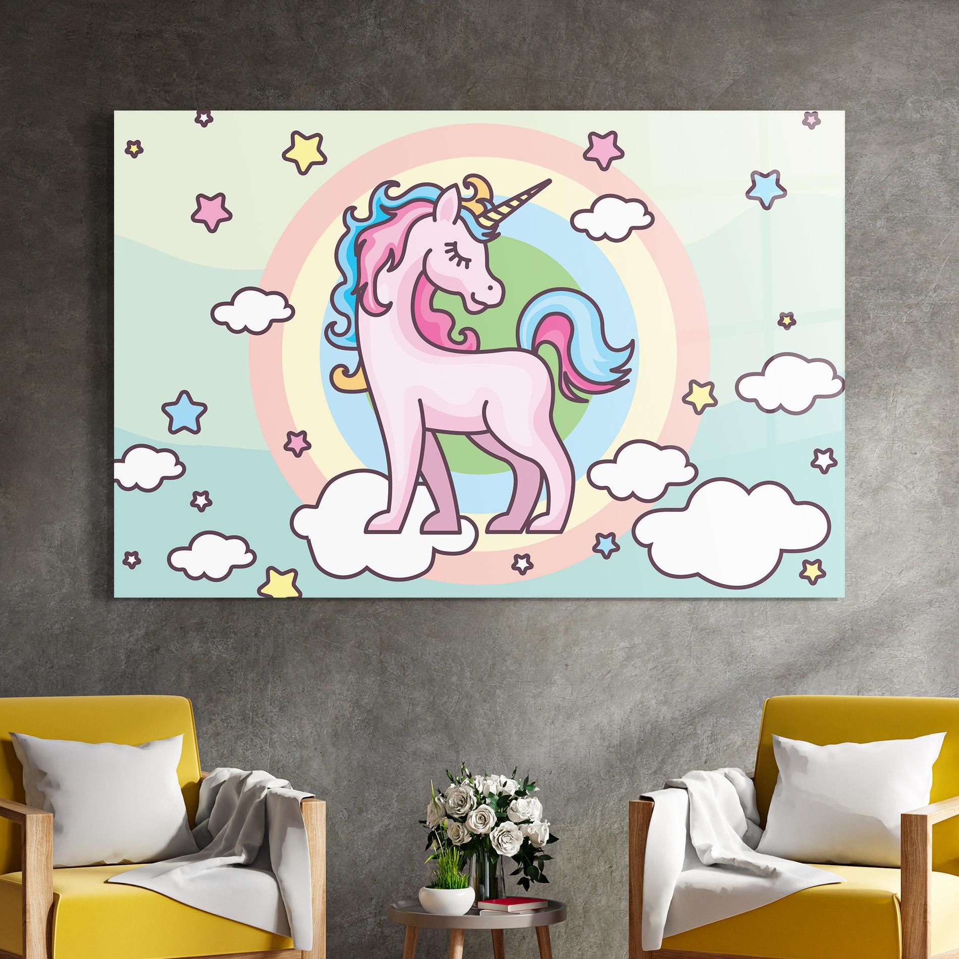 Glasbild Cute Unicorn Art mockup 4