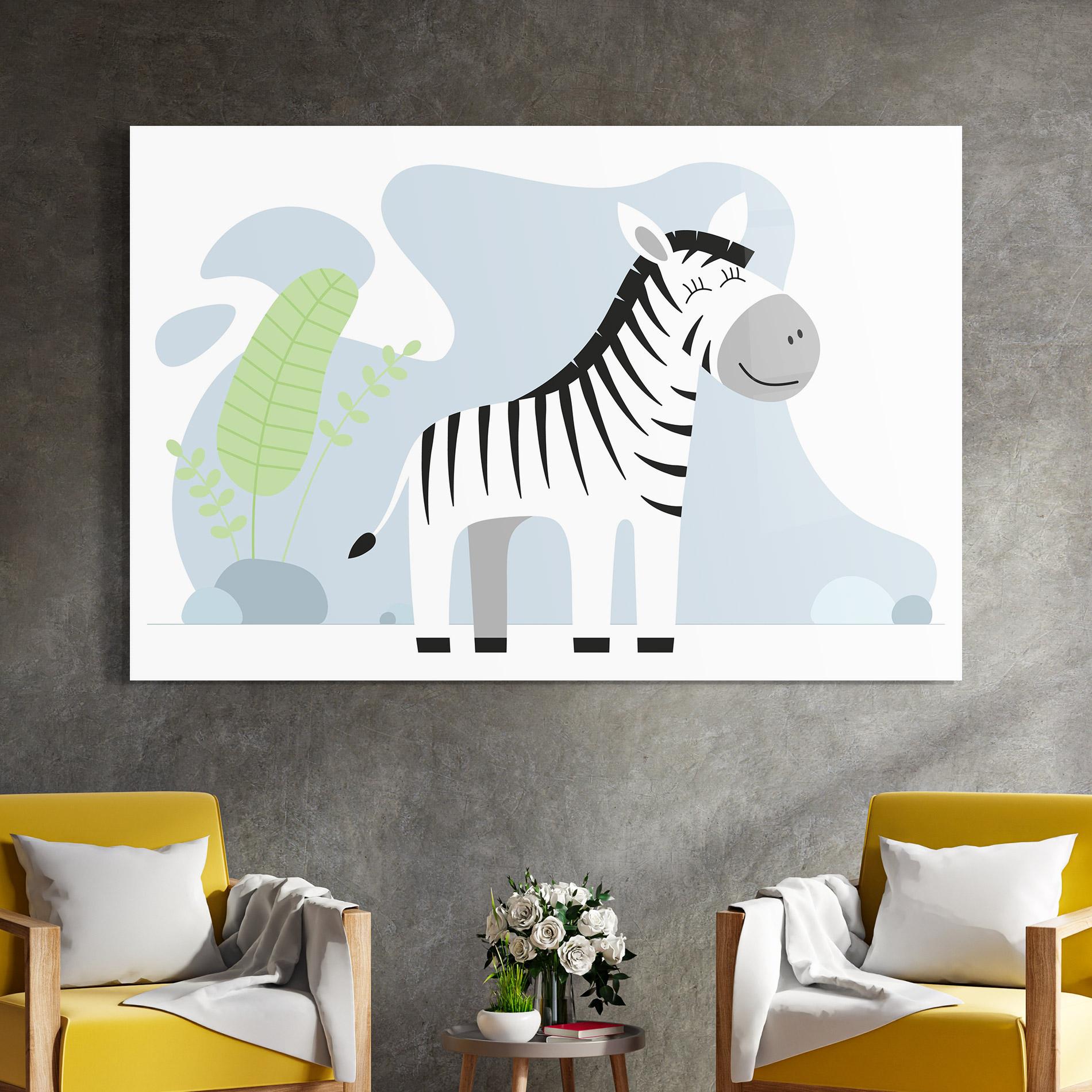 Glasbild Cute Zebra Leaf mockup 4