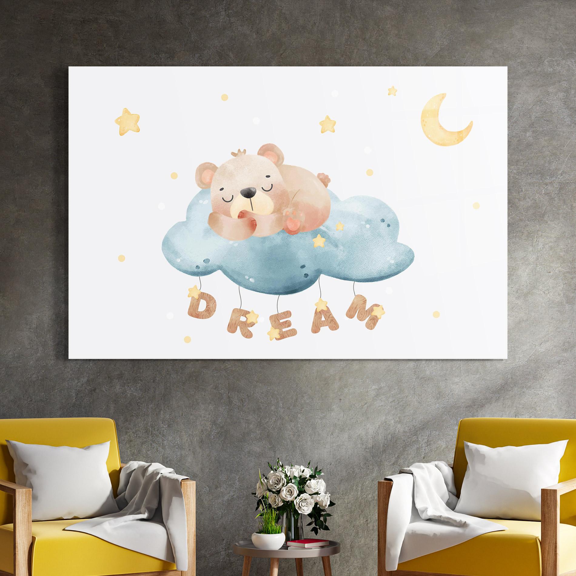 Glasbild Dream Sleepy Bear mockup 4